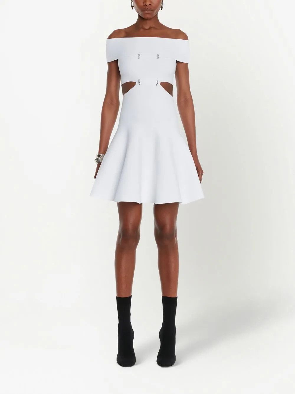 Alexander McQueen o1y0325 Mini Dress in White Size S / US 4 / IT 40 - 2 Thumbnail