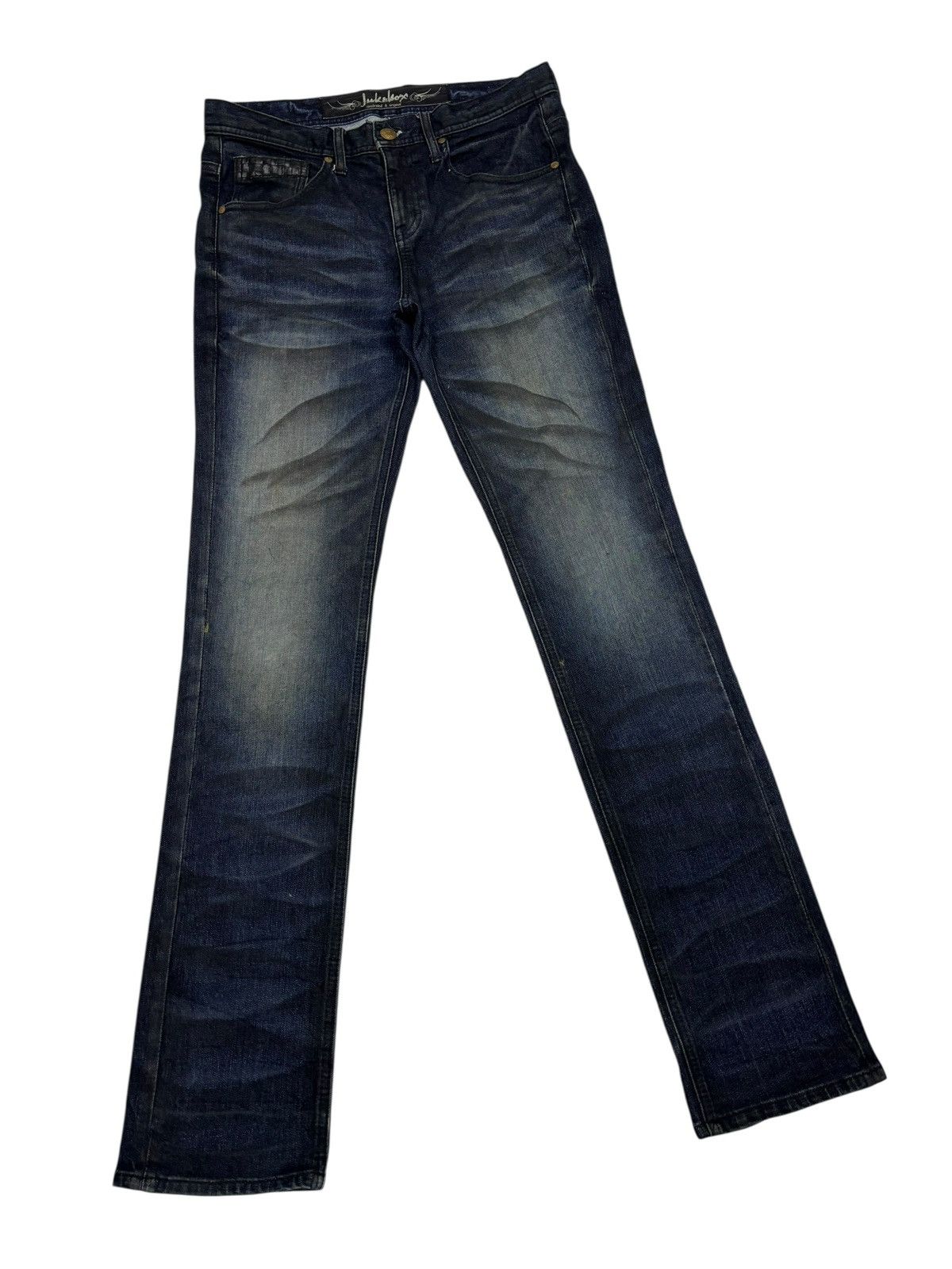 Tornado Mart JAPANESE JUKEBOX WHISKER DARK DISTRESSED DENIM JEANS Size US 31 - 3 Thumbnail