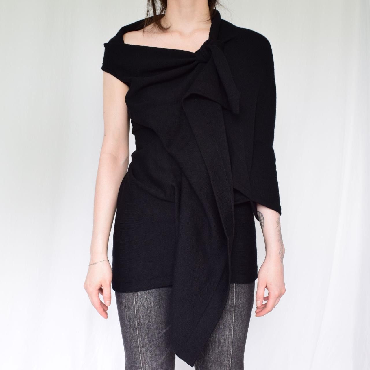 Yohji Yamamoto Vintage 90s Yohji Yamamoto asymmetric draped knit top Size S / US 4 / IT 40 - 5 Thumbnail