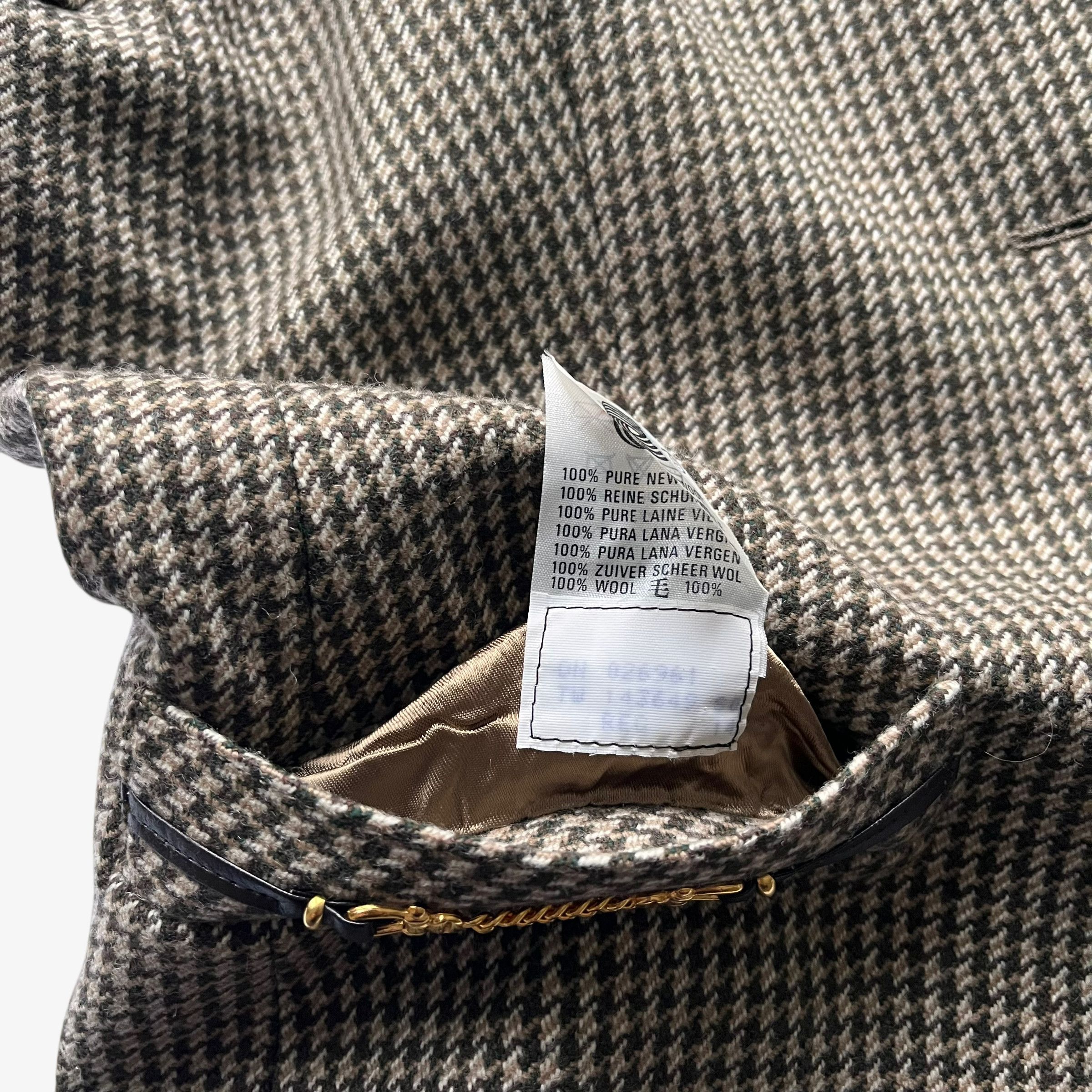 Aquascutum Vintage 80s Women's Aquascutum Houndstooth Check Wool Suit Size L / US 10 / IT 46 - 6 Thumbnail