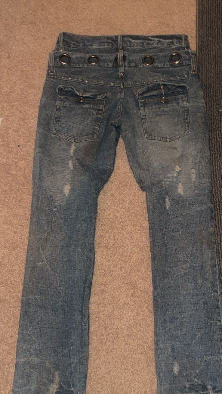 Japanese Brand vintage japanese studded double waist distressed denim Size US 30 / EU 46 - 2 Thumbnail