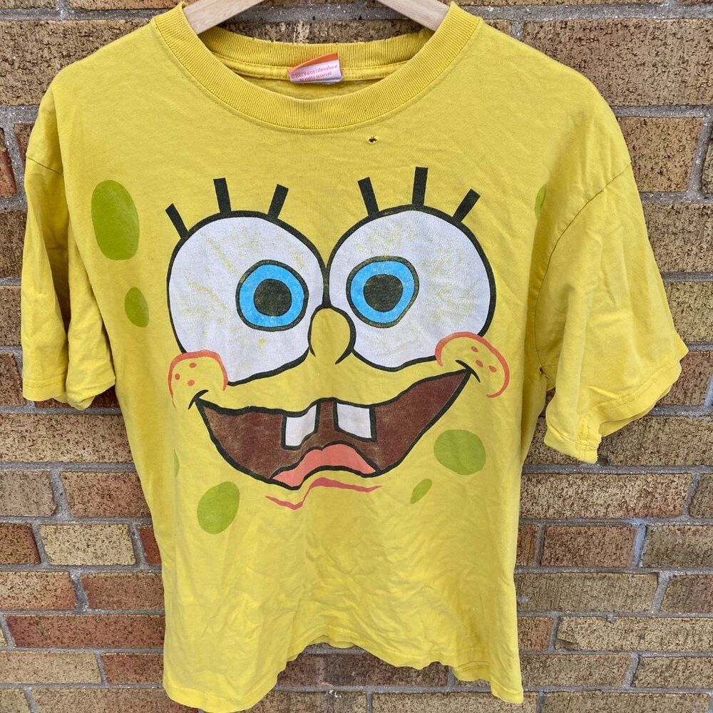 Nickelodeon × Vintage Vintage 2002 Nickelodeon Spongebob Squarepants Promo T Shir Size US L / EU 52-54 / 3 - 4 Thumbnail