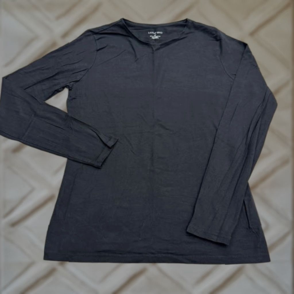 Lands' End Lands' End Basic T-Shirt Womens Small Black Long Sleeve Crew Neck Essential Tee Size S / US 4 / IT 40 - 1 Thumbnail