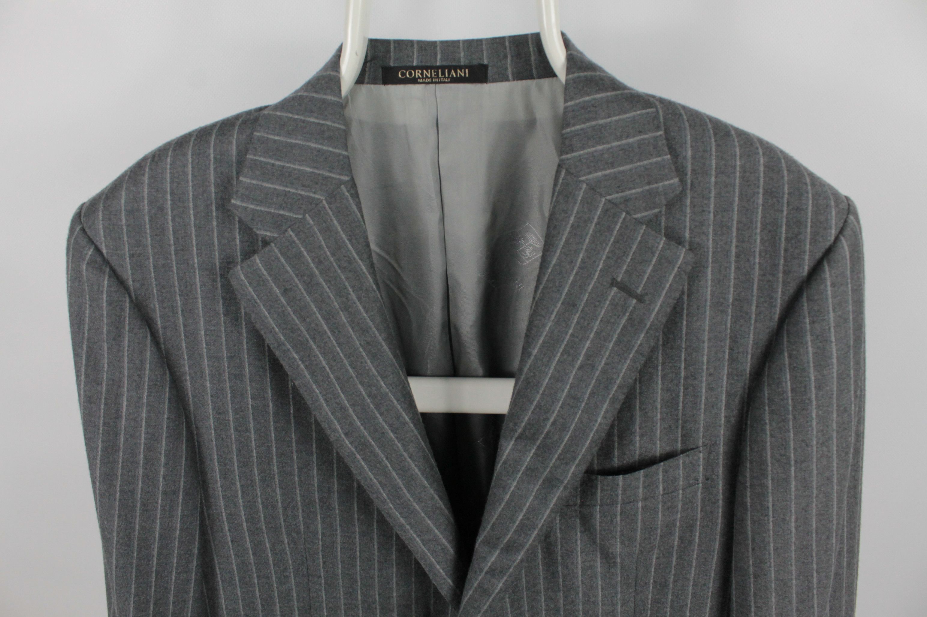Corneliani Corneliani Wool/Cashmere Blend Gray Strip Blazer Jacket Size US L / EU 52-54 / 3 - 2 Thumbnail