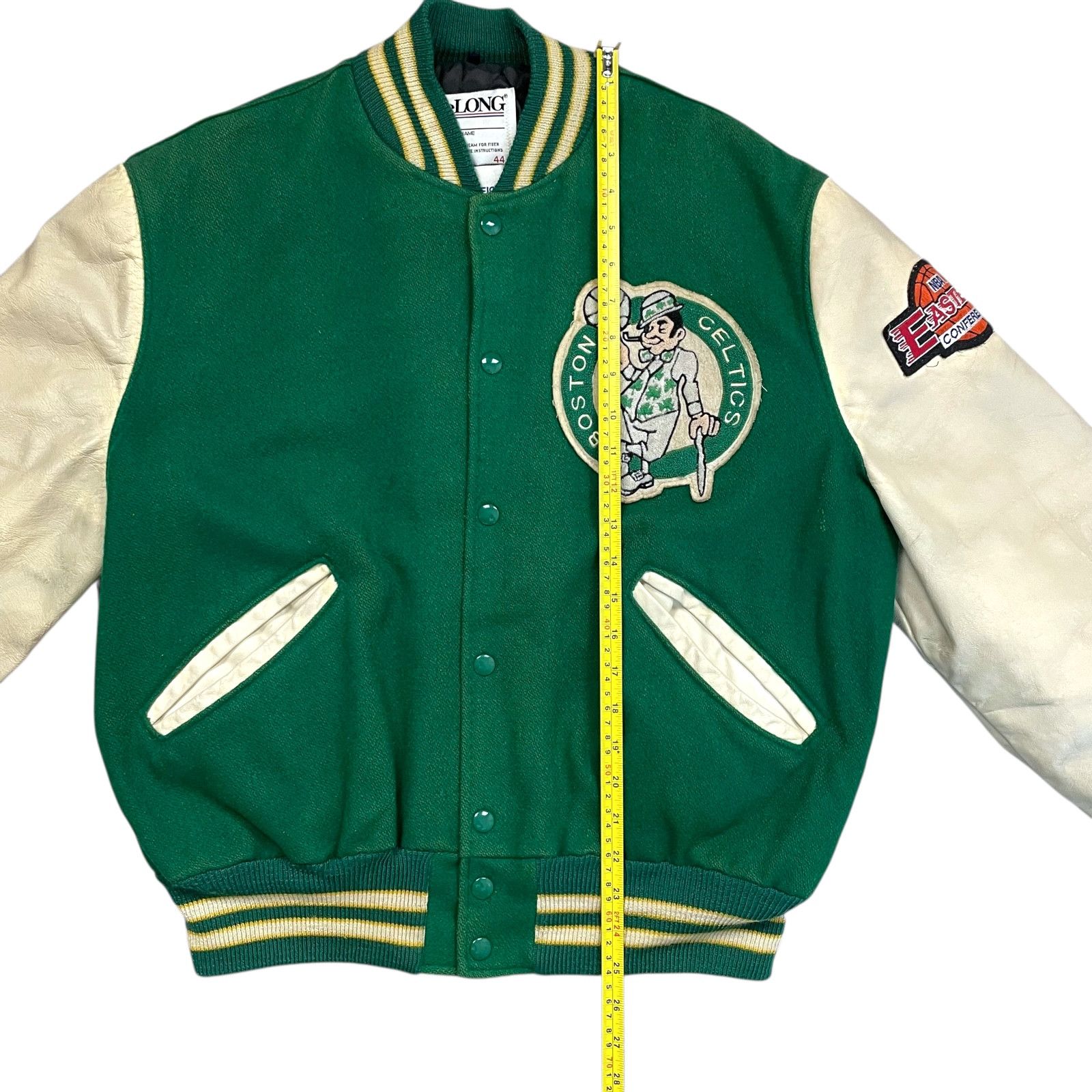 NBA VTG 90s BOSTON CELTICS DELONG VARSITY WOOL LEATHER JACKET 44 Size US L / EU 52-54 / 3 - 12 Thumbnail