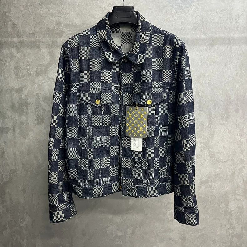 Louis Vuitton Louis Vuitton Black and grey checkerboard logo denim jacke Size US L / EU 52-54 / 3 - 1 Thumbnail