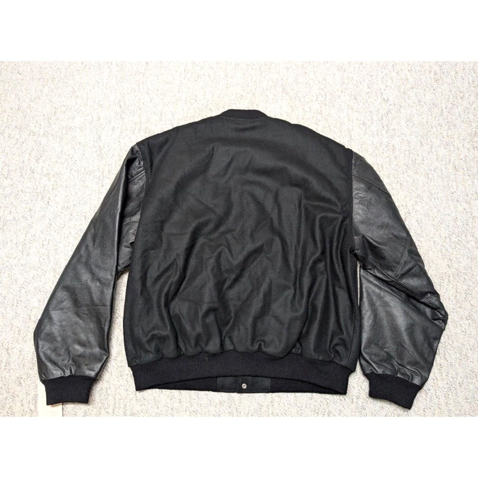 Vintage VINTAGE New ZLander VARSITY Leather Bomber Jacket, 5XL, Black, 56 Chest, Mens, Jacvket, 1990s, Letterman Sleeves, 56, 5XL, NOS? Size US XXL / EU 58 / 5 - 2 Thumbnail