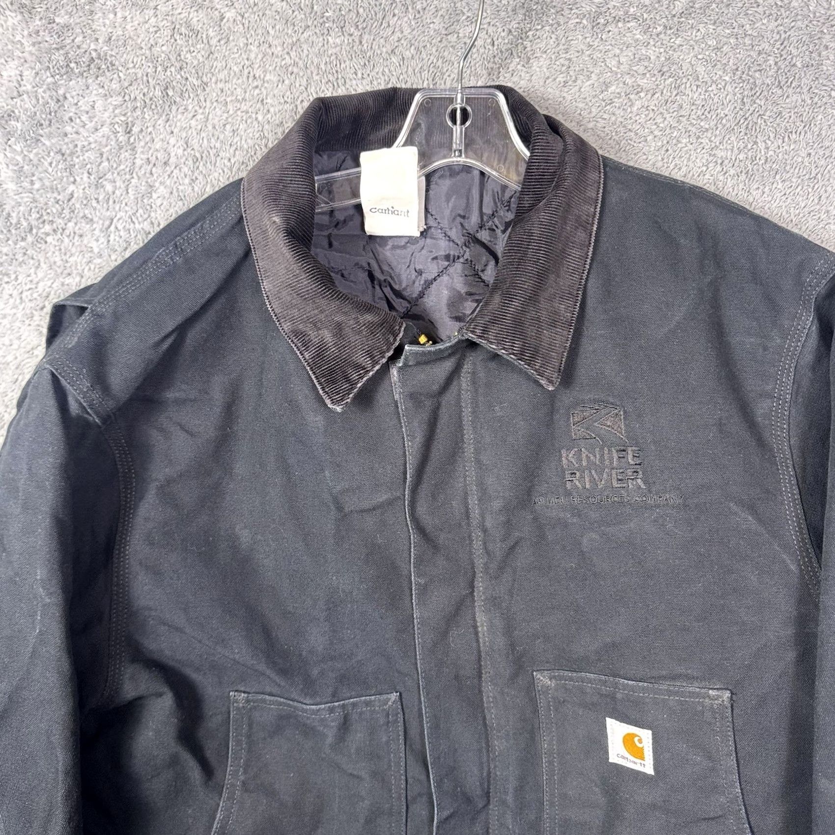 Carhartt VINTAGE Carhartt Jacket Men's 48R Detroit Black Arctic Quilt Lined Distress Fade Shirt Size US M / EU 48-50 / 2 - 4 Thumbnail