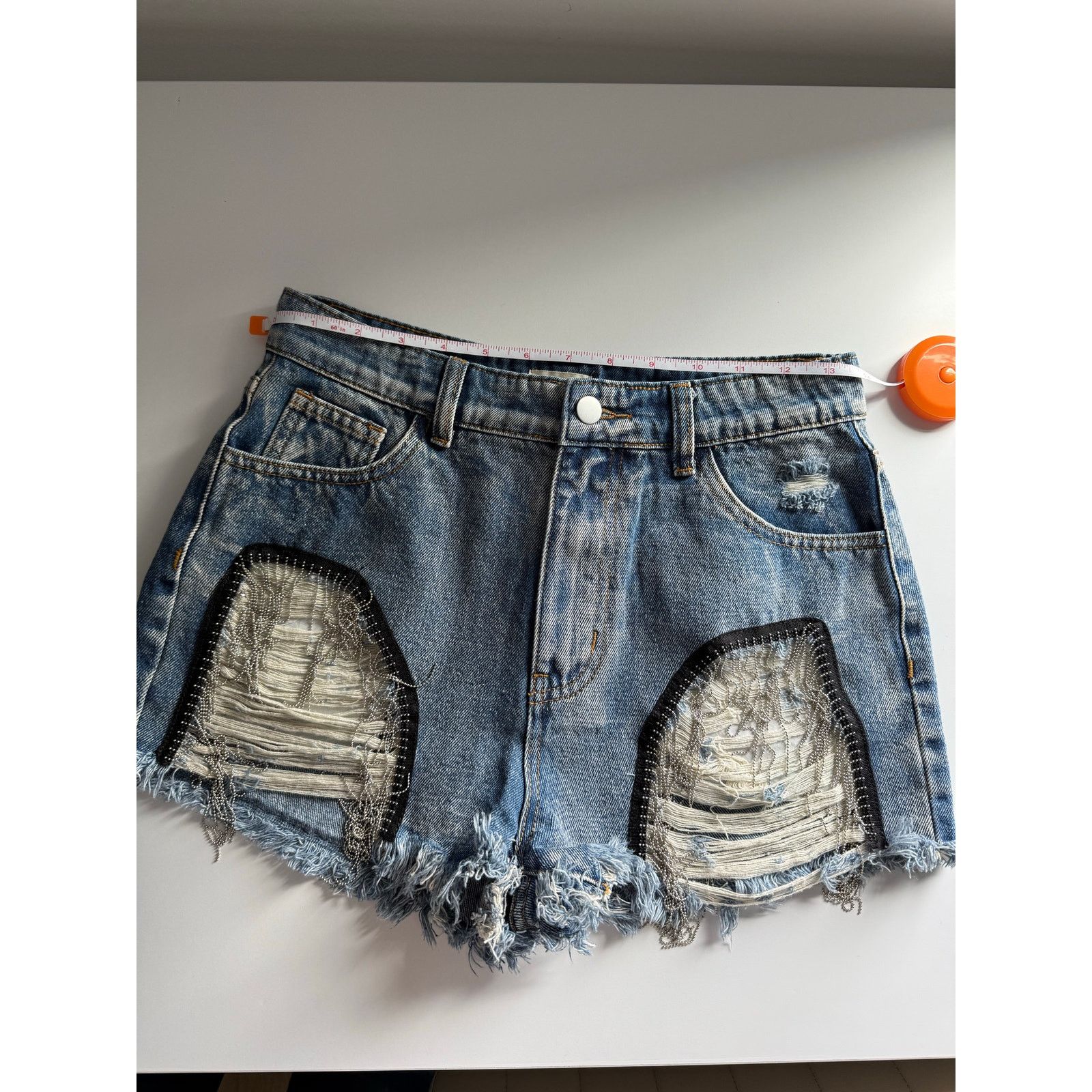Free People $80 New POL Boho Embellished Jean shorts - Small Size 27" / US 4 / IT 40 - 9 Thumbnail