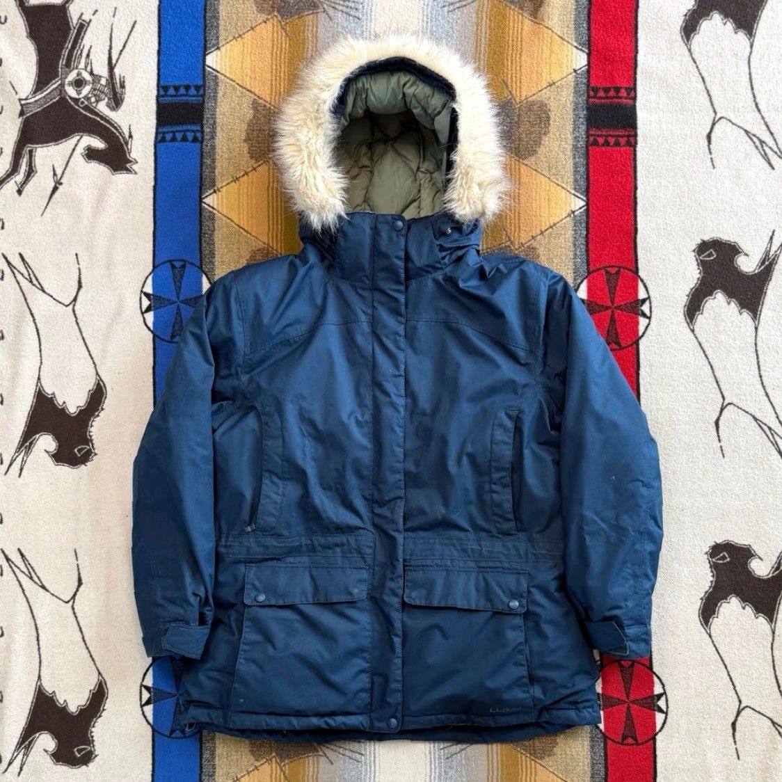Vintage L.L. Bean Baxter State Goose Down Jacket XL Women’s W/ Removable Hood Blue Puffer Coat Zip Long Sleeve Regular Fit Size XL / US 12-14 / IT 48-50 - 2 Thumbnail