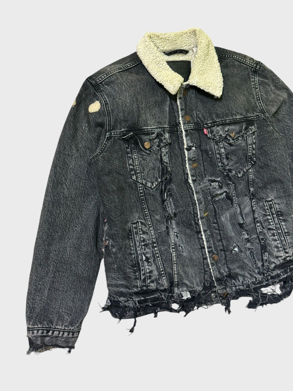 Levi's Levi's Distressed Denim Jacket Sherpa Jacket Size US M / EU 48-50 / 2 - 4 Thumbnail