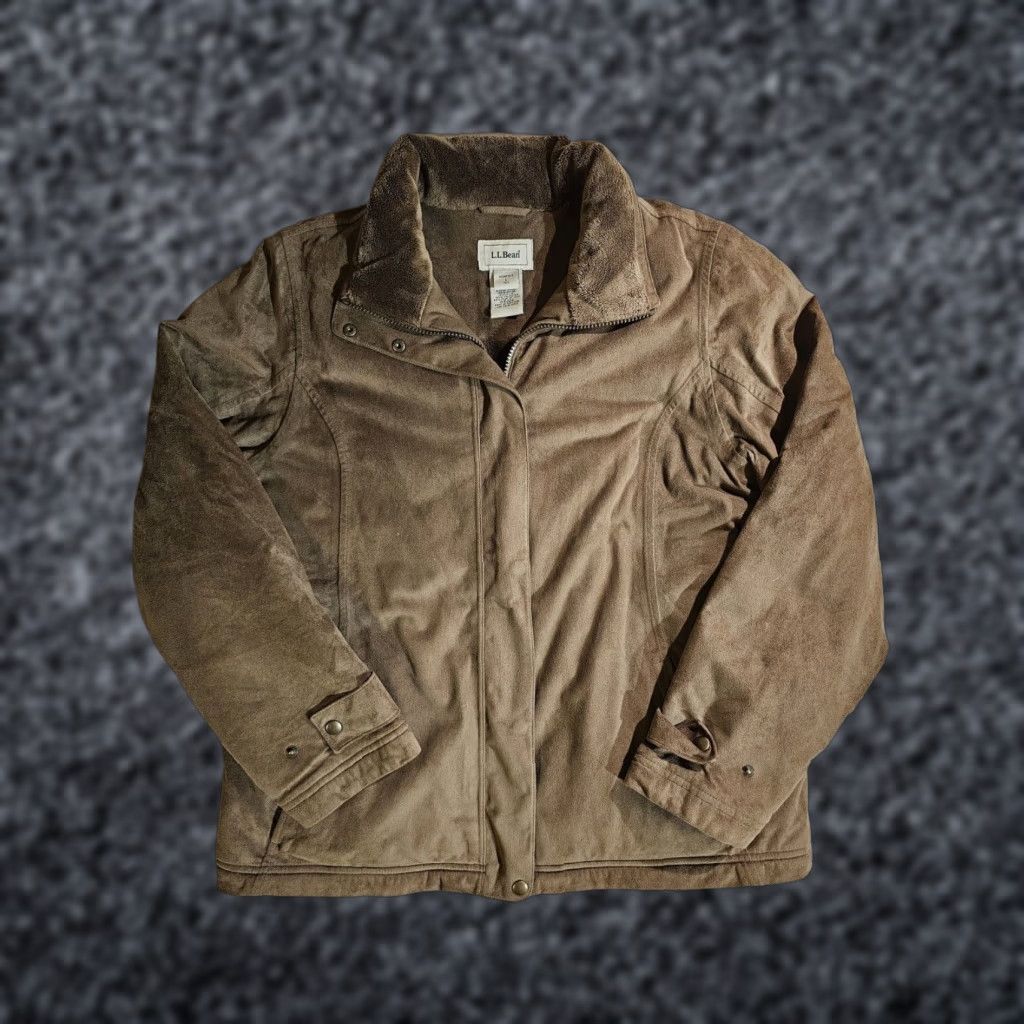 Vintage VINTAGE L.L. BEAN Faux Fur Lined Faux Suede Bomber Style Jacket Womens Sz Large Brown Size L / US 10 / IT 46 - 1 Thumbnail