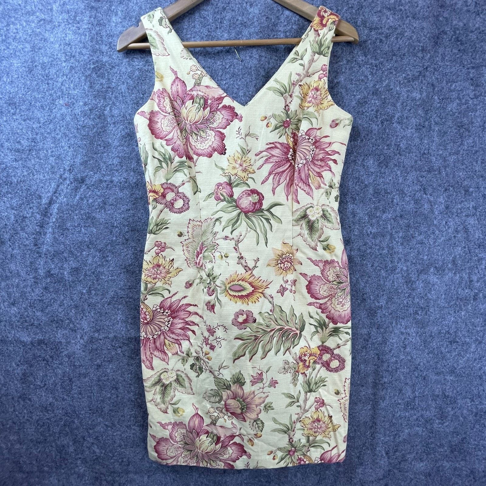 MAGGY LONDON Maggy London Sheath Dress Womens 6 Petites Yellow Tropical Size M / US 6-8 / IT 42-44 - 1 Thumbnail