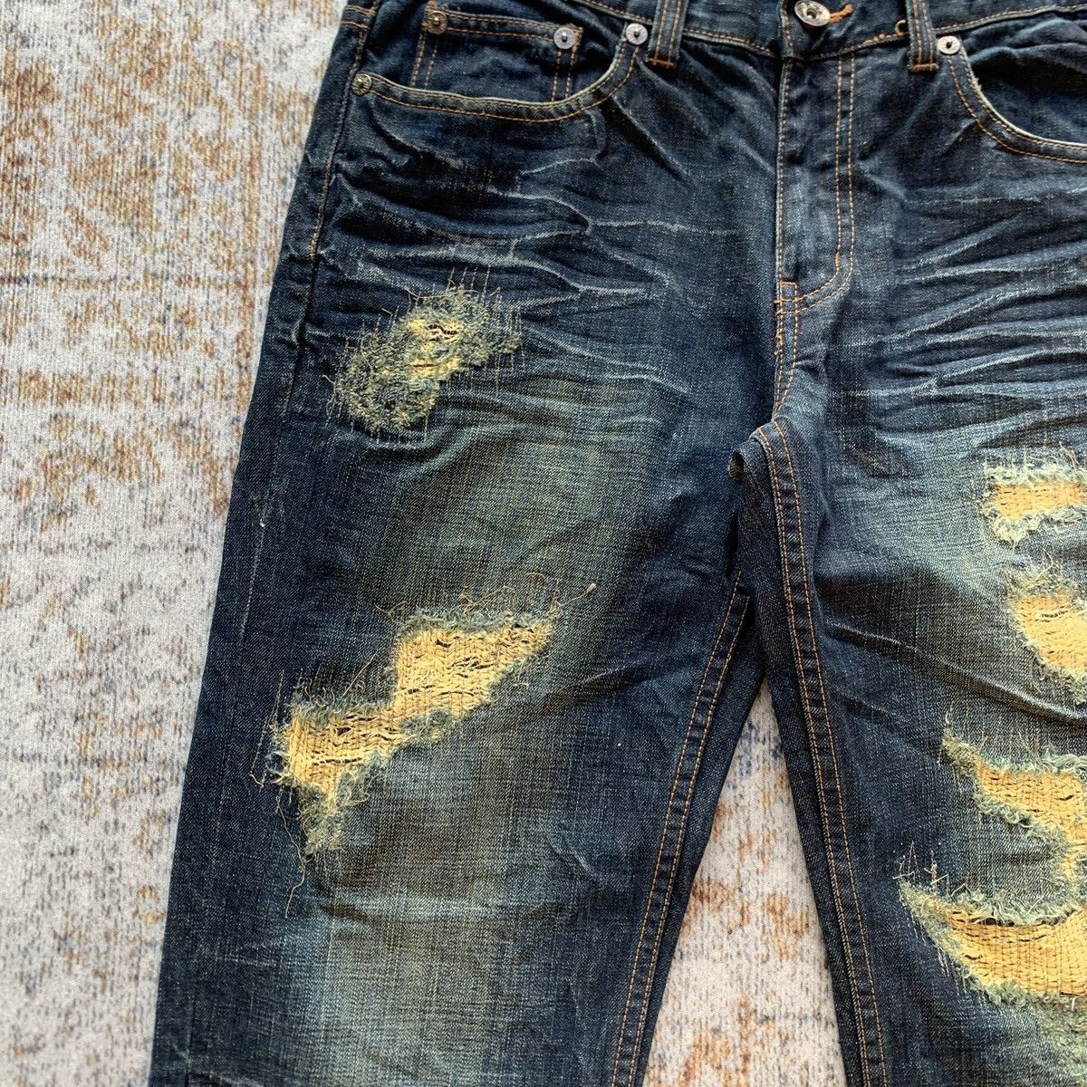 Japanese Brand Rare Japanese Brand Nylaus Mud Wash Distressed Jeans Size US 34 / EU 50 - 3 Thumbnail