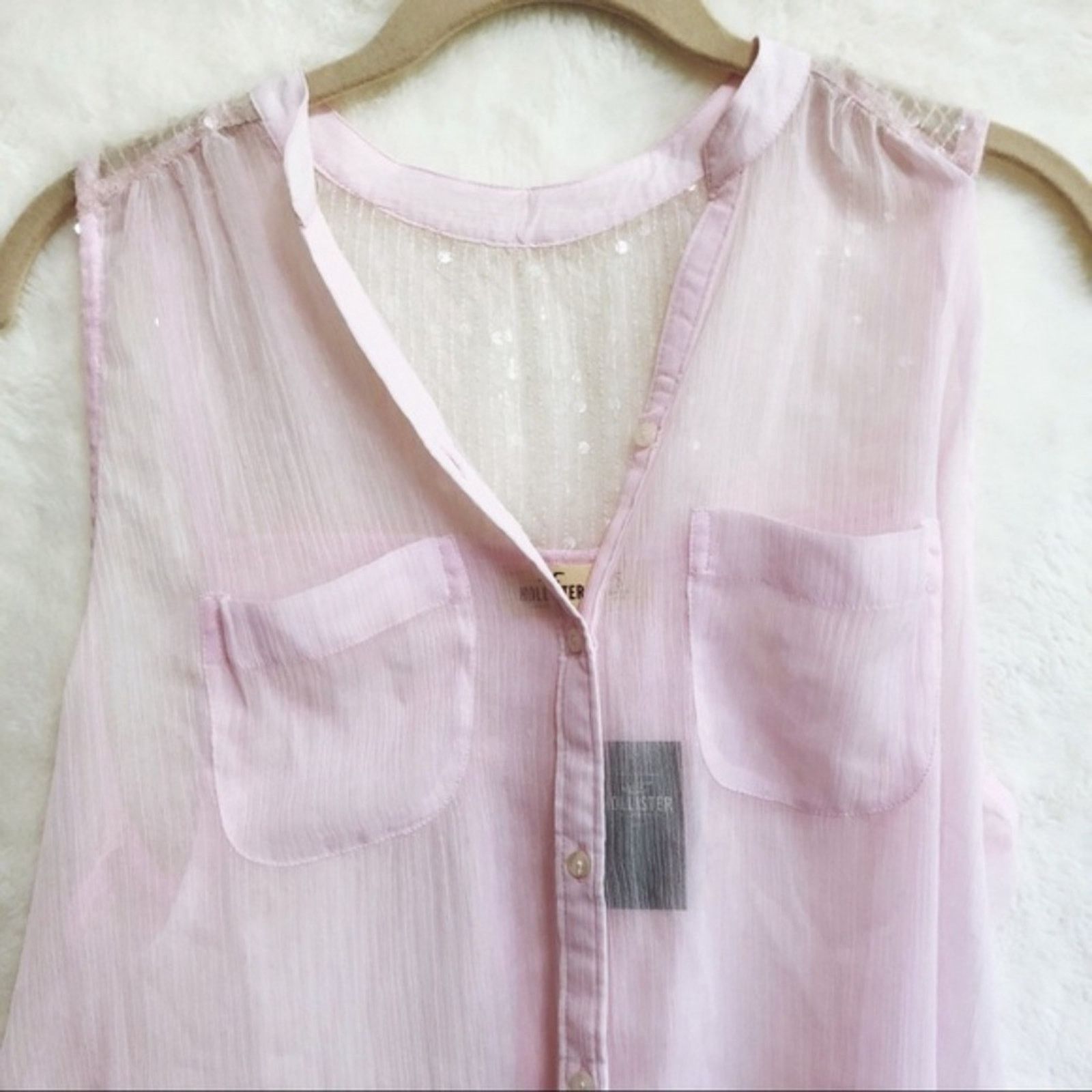 Hollister Hollister Pink Sequined Transparent Tank Top Size S / US 4 / IT 40 - 7 Thumbnail