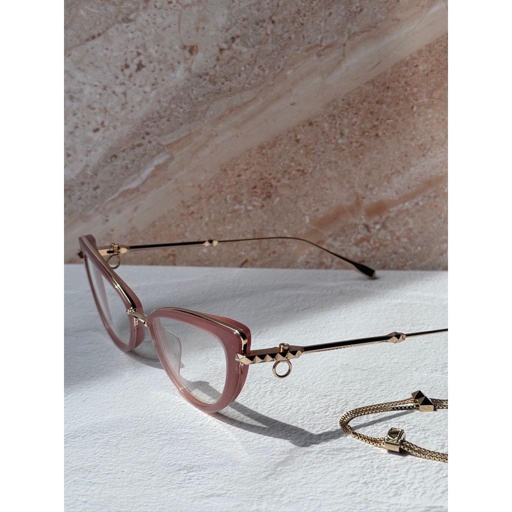 Valentino NEW Valentino VLX123-B Pink Cat Eye Chain Frames $760 Size ONE SIZE - 4 Thumbnail