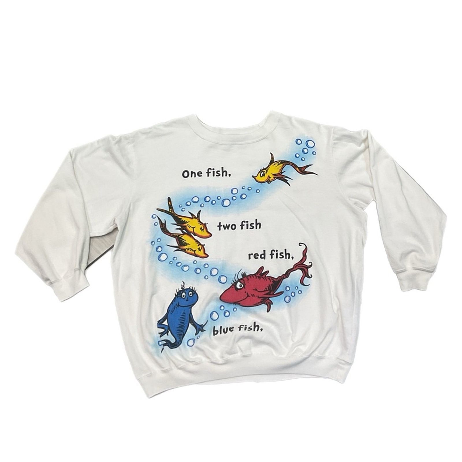 Vintage Vintage Dr. Seuss “One Fish Two Fish” Rare Sweatshirt Size US XL / EU 56 / 4 - 1 Thumbnail