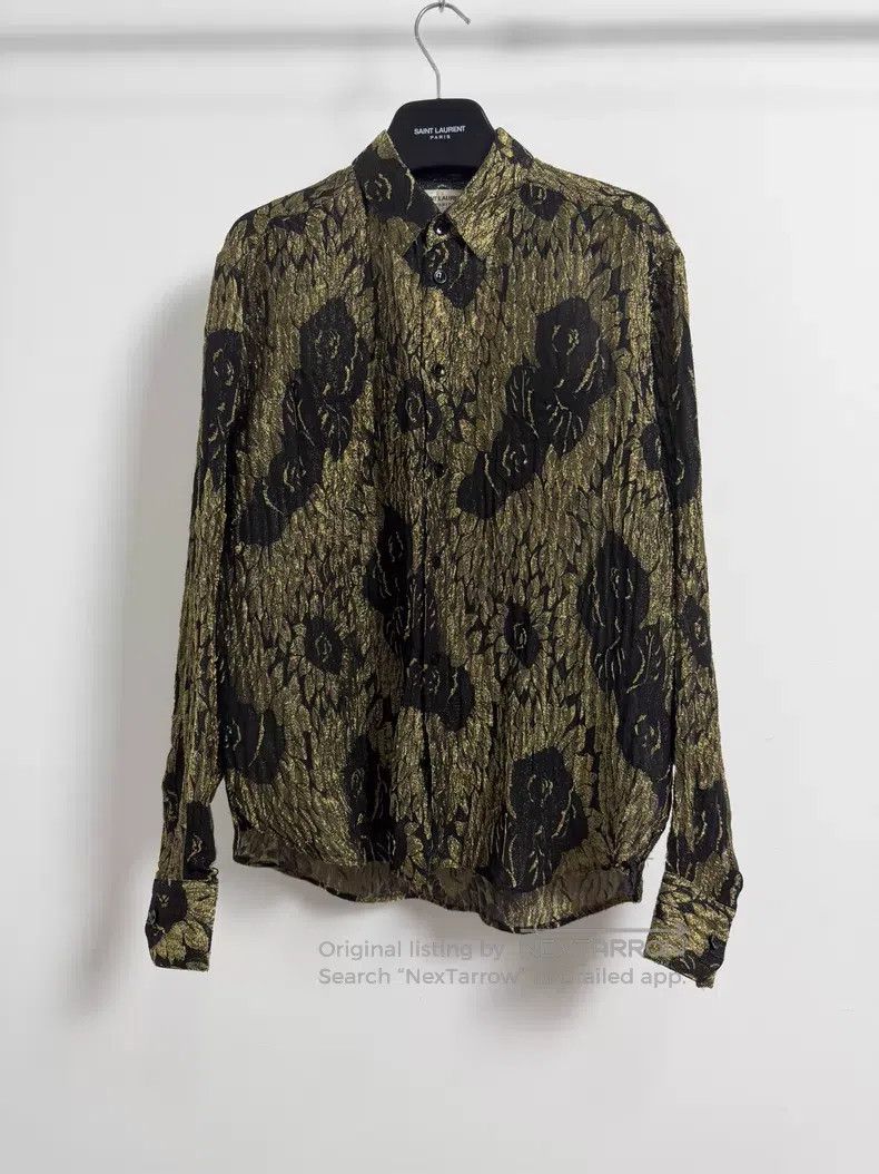 Saint Laurent Paris Saint Laurent Paris Size 39 Black and Gold Rose Metallic T Size US M / EU 48-50 / 2 - 1 Thumbnail