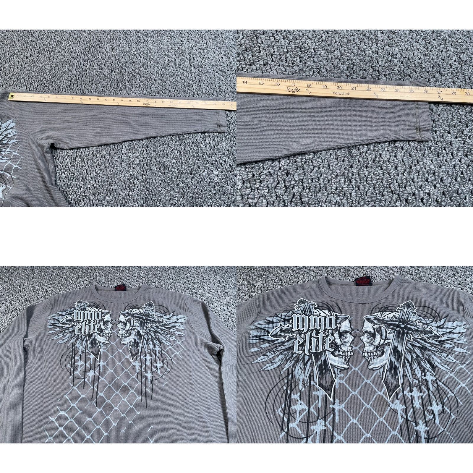 Vintage VINTAGE MMA Elite Skull Wings Thermal Shirt Men's 2XL Gray Long Sleeve Knit Shirt Size US XXL / EU 58 / 5 - 8 Thumbnail
