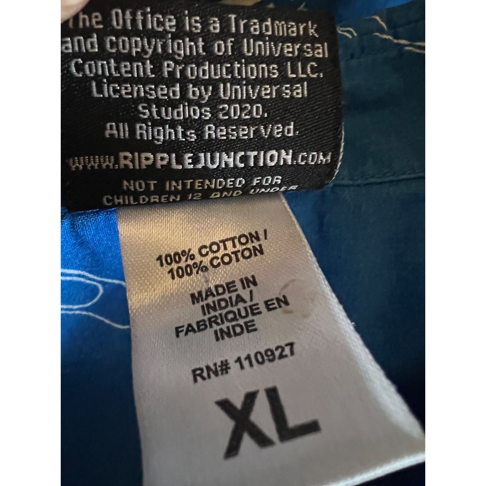Other The Office Dunder Mifflin TV Comedy Mens Blue Button Up Shir Size US XL / EU 56 / 4 - 6 Thumbnail