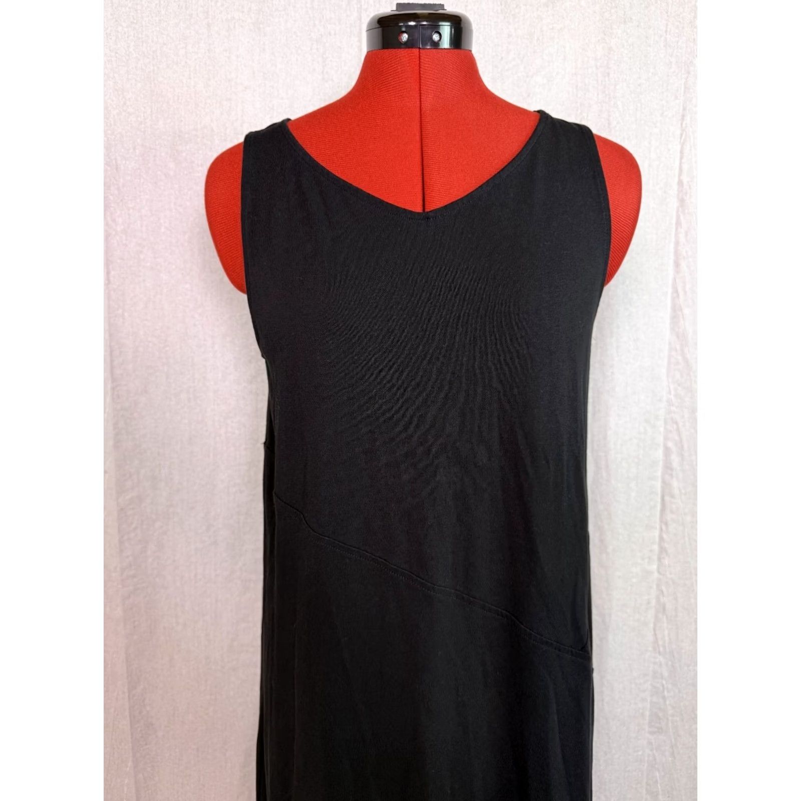 J. Jill J. Jill Black V Neck Asymmetric Midi Dress Size M Petite Size M / US 6-8 / IT 42-44 - 2 Thumbnail