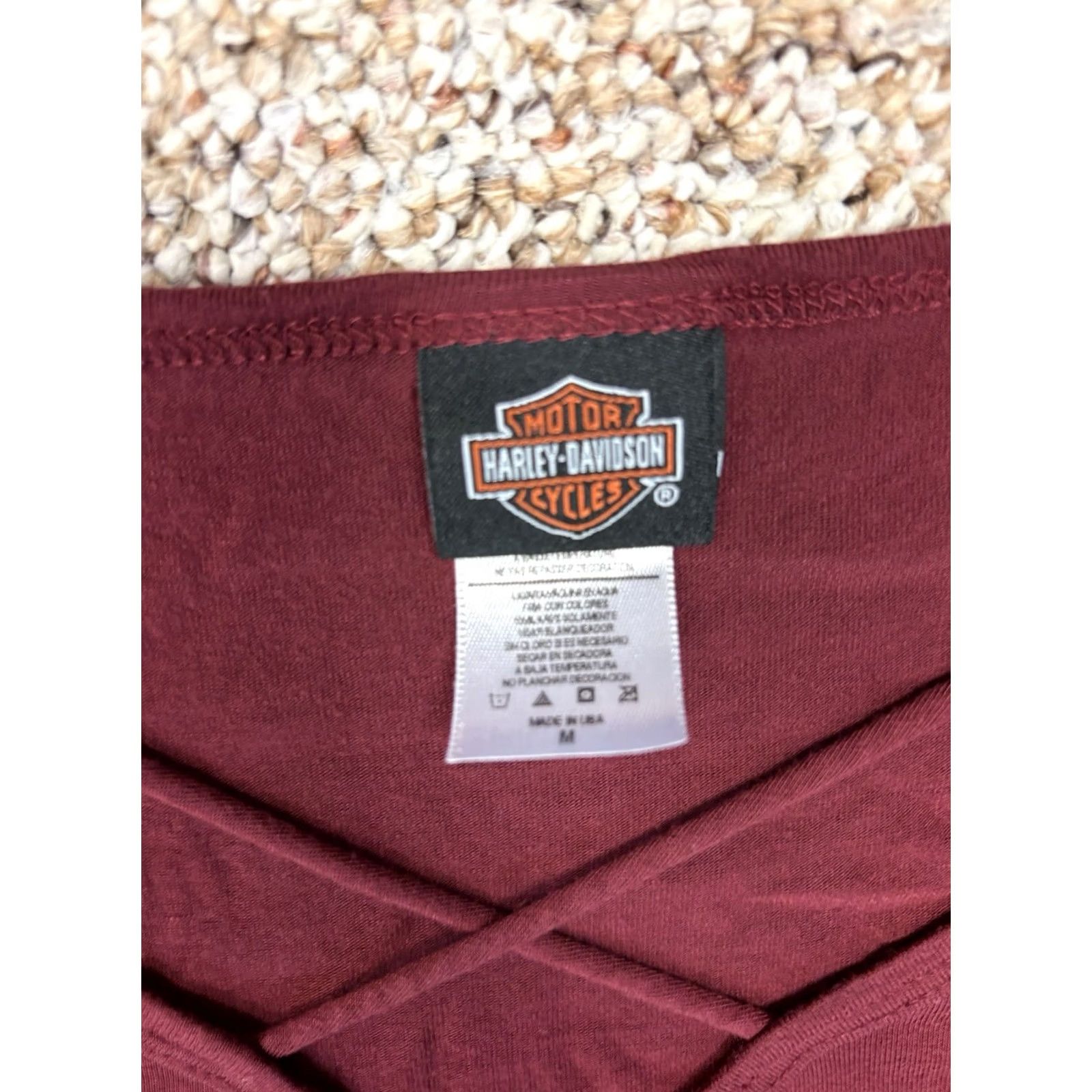 Harley Davidson VINTAGE Harley-Davidson Womens T-Shirt Marble Maroon Woodstock Illinois Size M Regular Short Sleeve Scoop Neck Pullover Casual Basic American Style Size M / US 6-8 / IT 42-44 - 2 Thumbnail