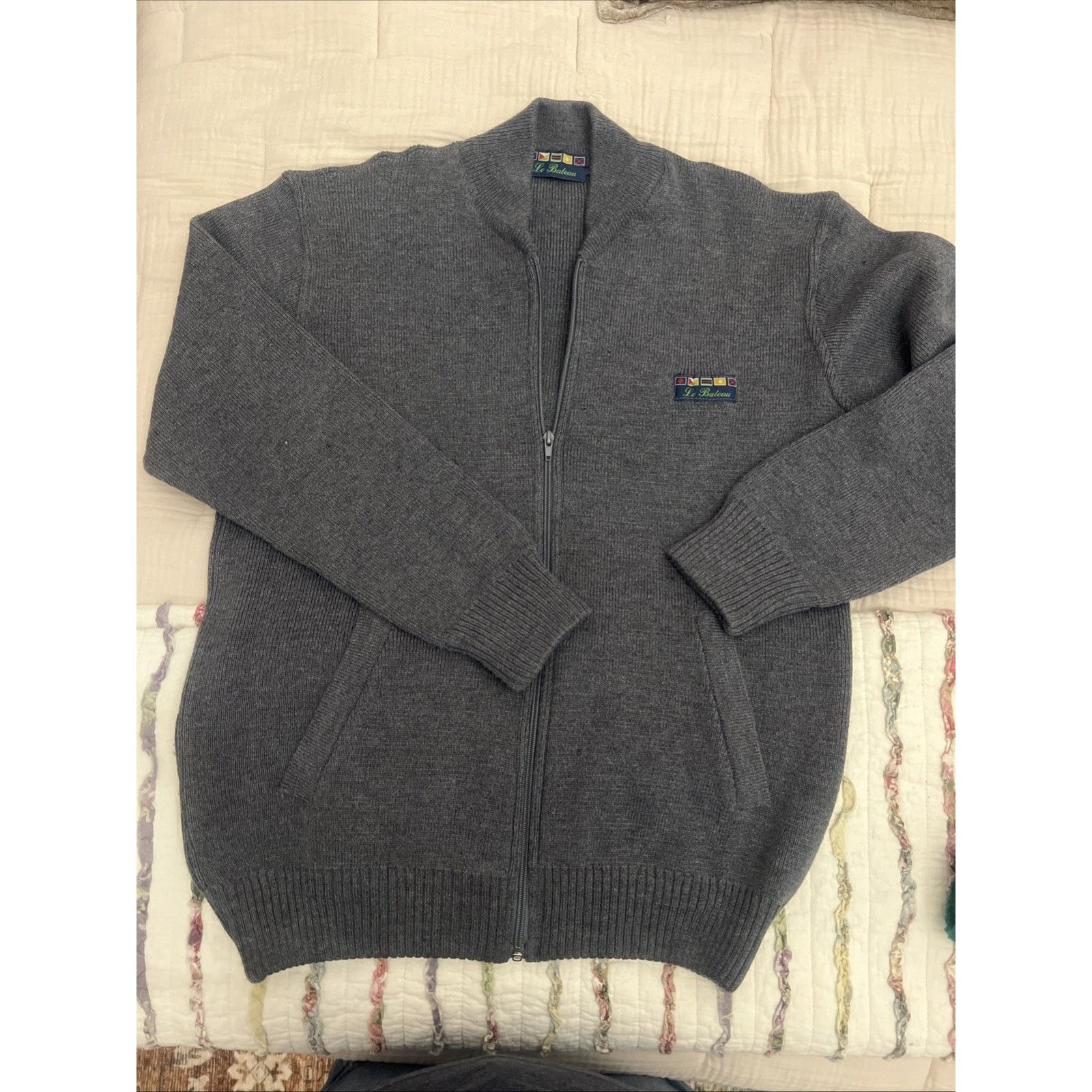 & Other Stories Men’s French Yacht full zip Sweater W/Nautical Flags Sz XL Size US XL / EU 56 / 4 - 4 Thumbnail