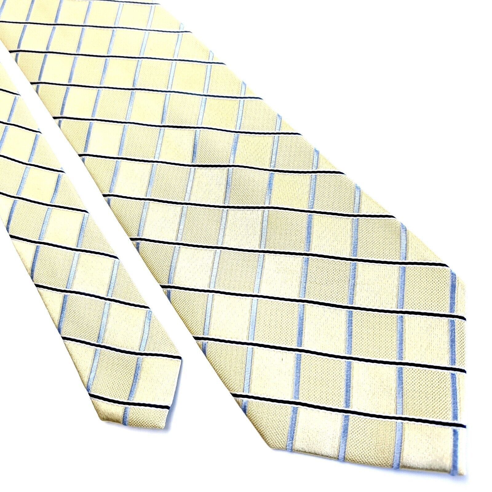 Izod IZOD Yellow Silk Tie Woven Check Size ONE SIZE - 1 Thumbnail