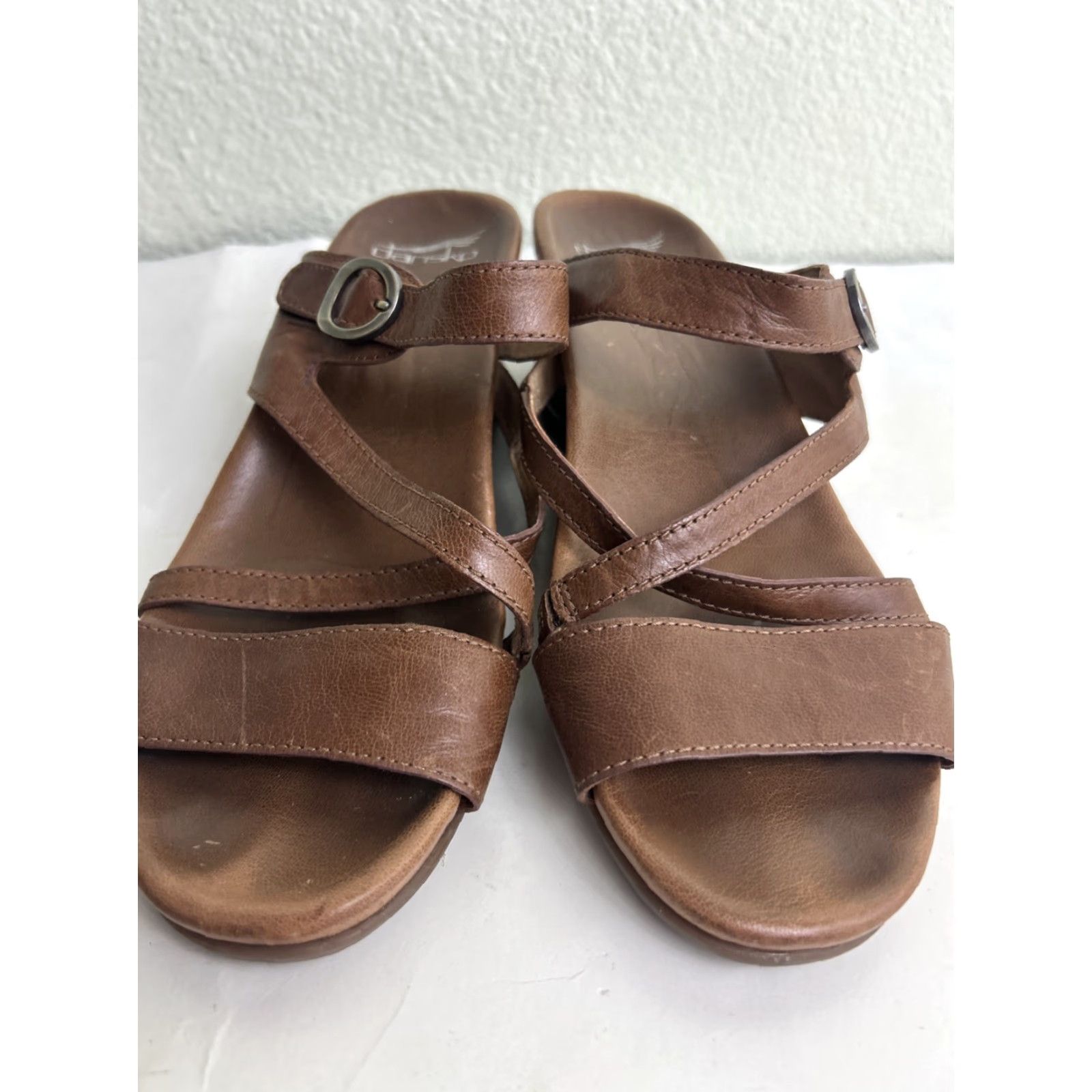 Dansko Dansko Ana Sandals Women Slide Buckle Brown Leather Wedge Heel 40 EU 9.5 US Mens? Womens Size US 10 / IT 40 - 6 Thumbnail