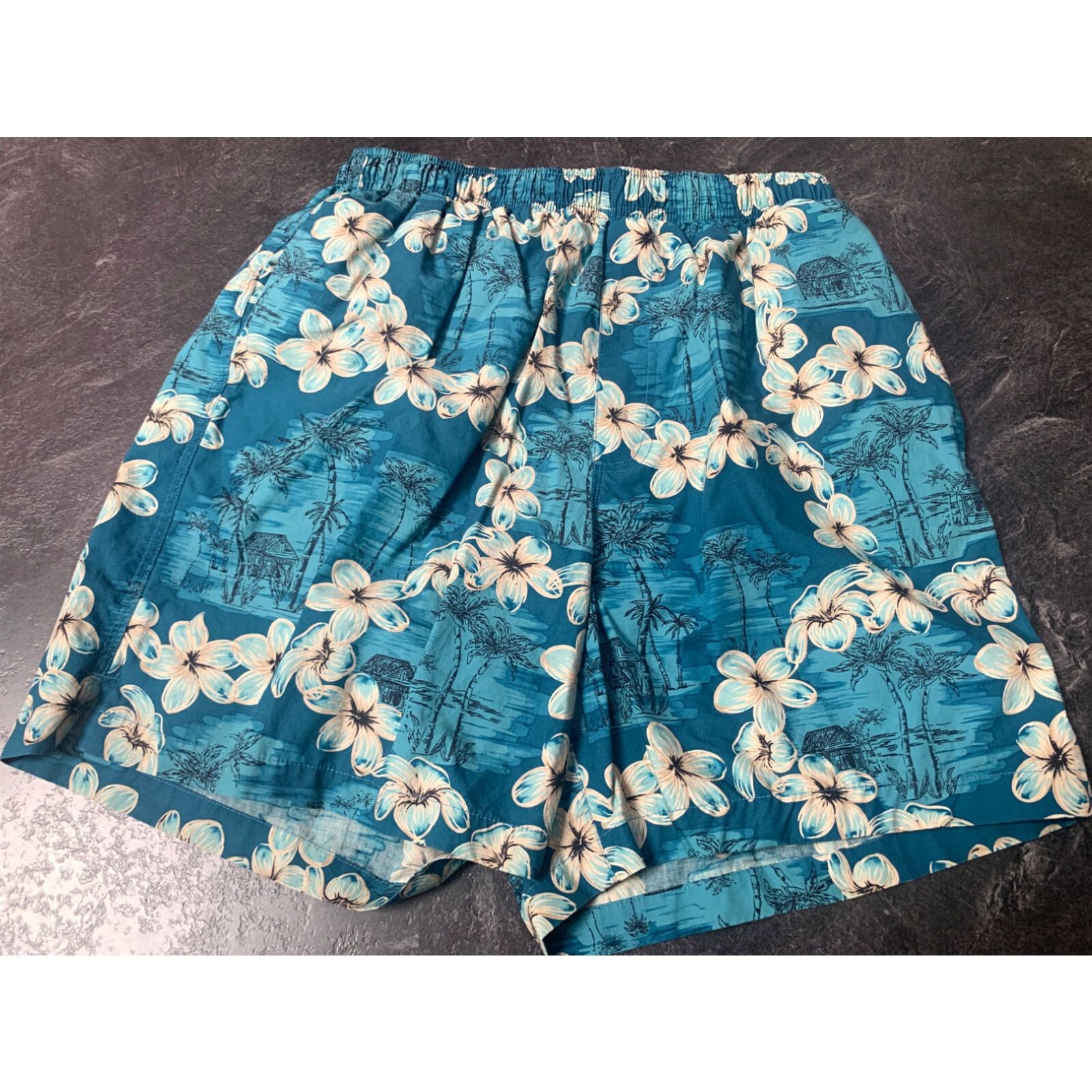 Roundtree & Yorke Roundtree & Yorke Mens Blue Hawaiian Floral Shorts Medium Size US 31 - 1 Thumbnail