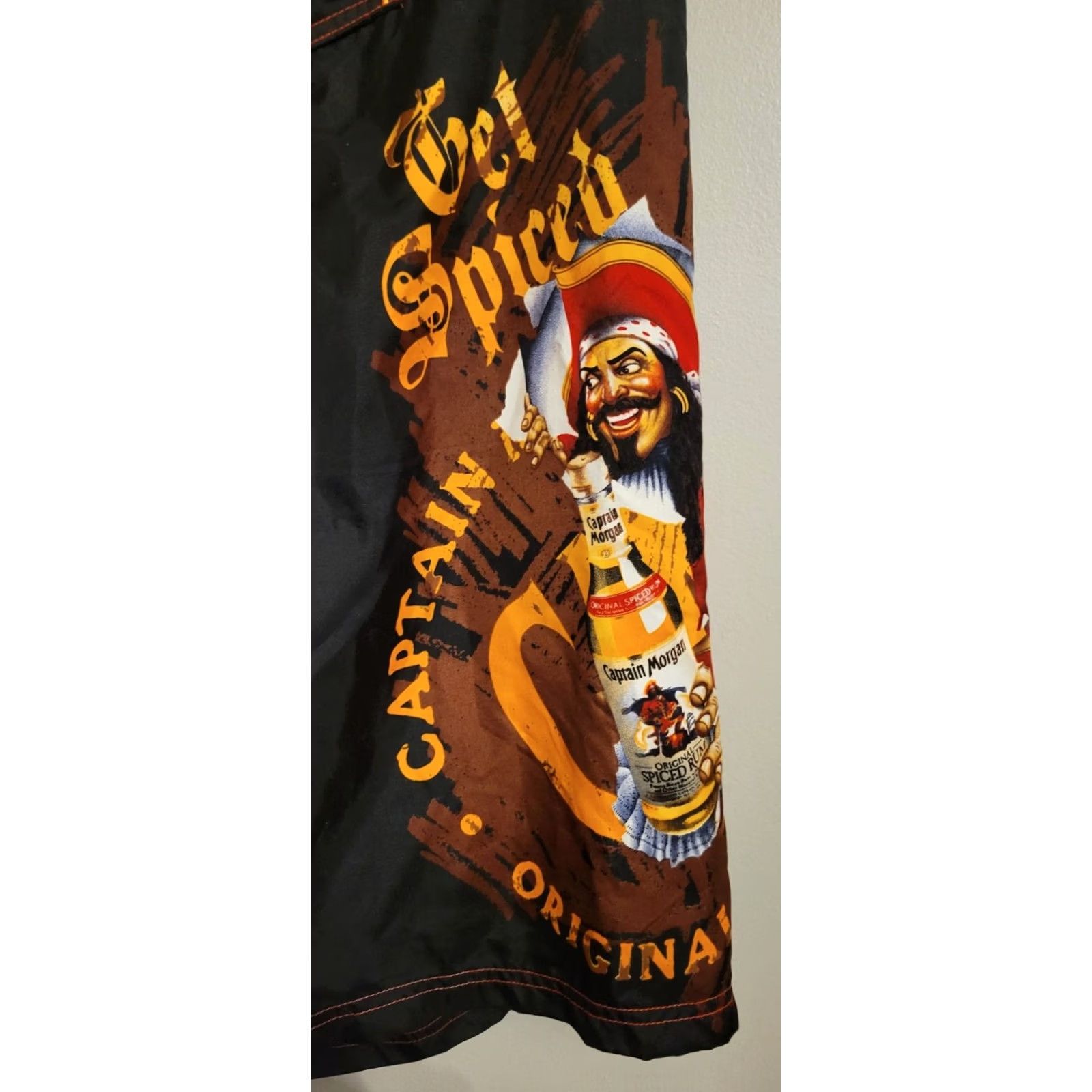 Vintage Captain Morgan Shorts Mens 34 Black Board String Tie Summer Alcohol Big Print Size US 34 / EU 50 - 4 Thumbnail