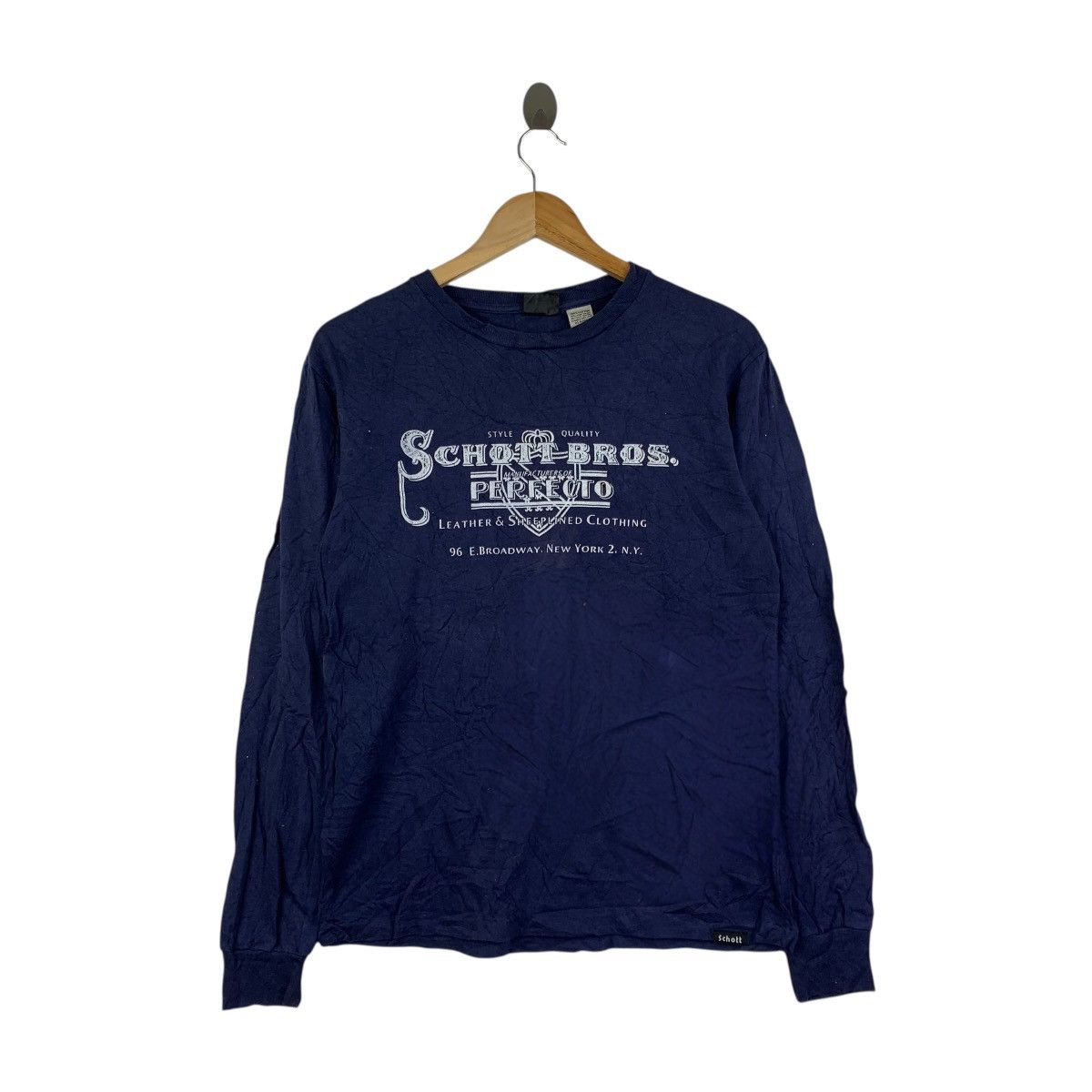 Schott Schott NYC Perfecto LS Shirt Navy Vintage Style Graphic Size US M / EU 48-50 / 2 - 1 Thumbnail