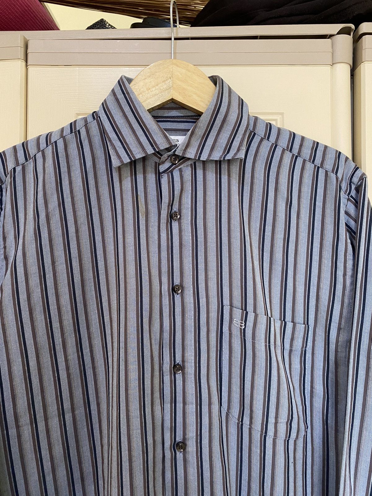 Balenciaga Vintage balenciaga BB double stripes button up shirt Size US L / EU 52-54 / 3 - 2 Thumbnail