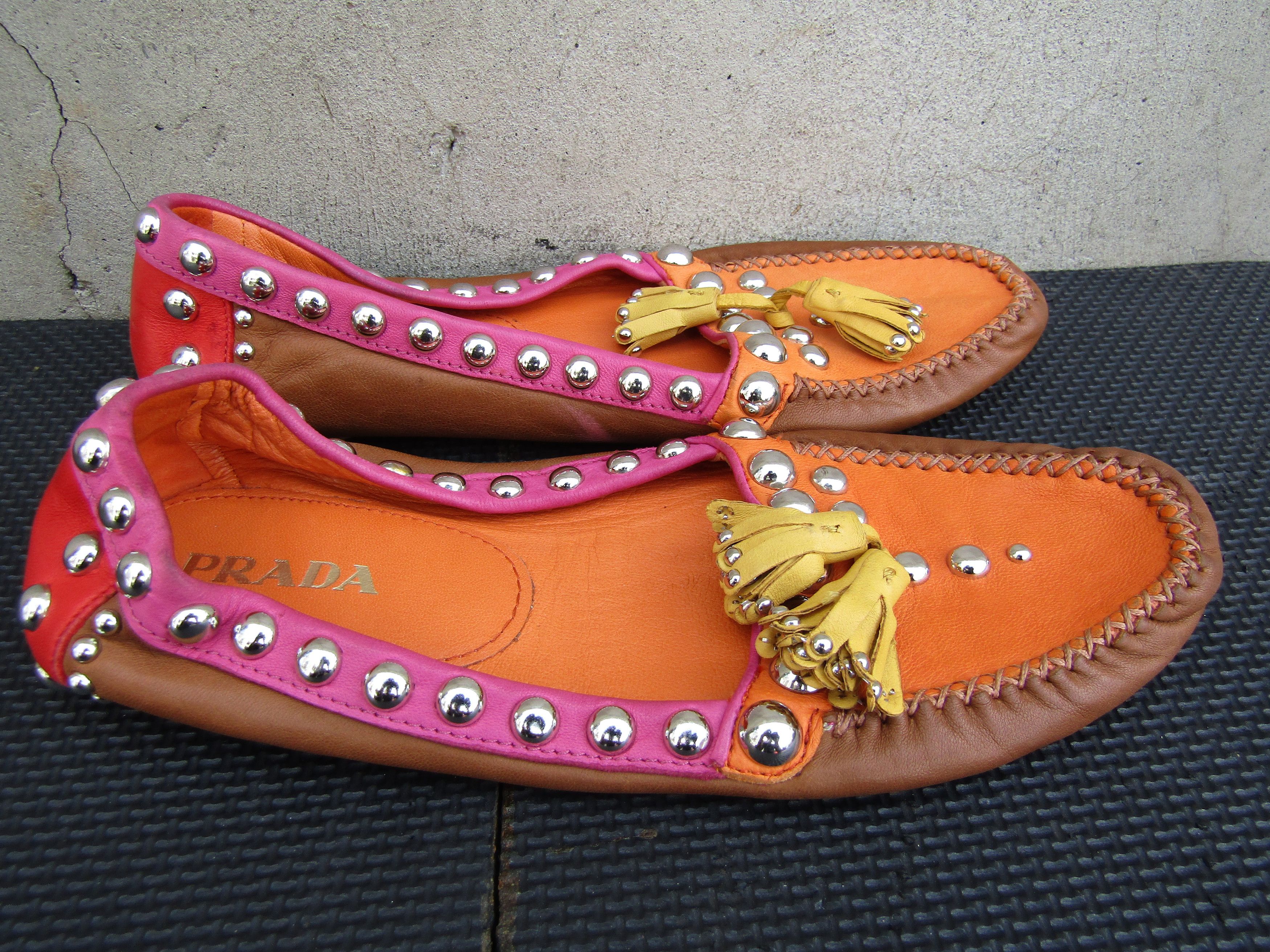 Prada Rare Prada Ballerina Flats Slip on Leather Multicolort Size US 7.5 / IT 37.5 - 4 Thumbnail