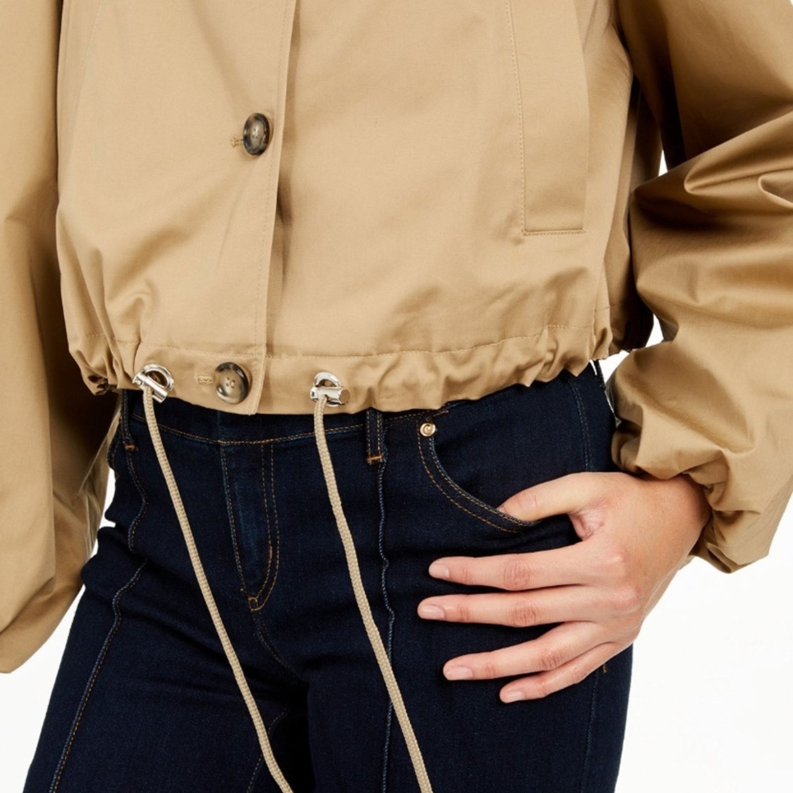 I.N.C INC bomber jacket khaki w drawstring NWT $99 Size XL / US 12-14 / IT 48-50 - 4 Thumbnail