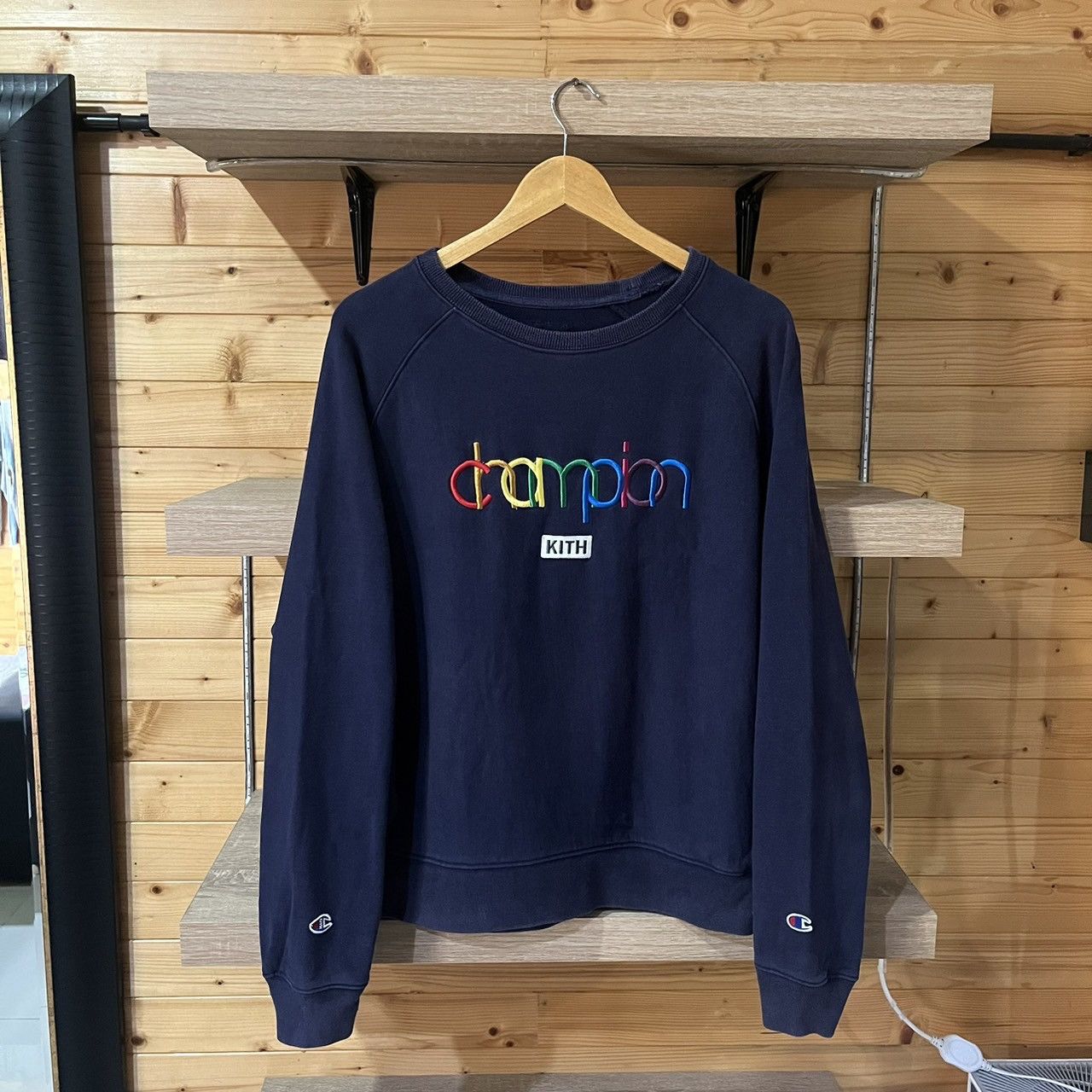 Kith Kith x Champion Double Logo Crewneck Sweatshirt Navy Grailed