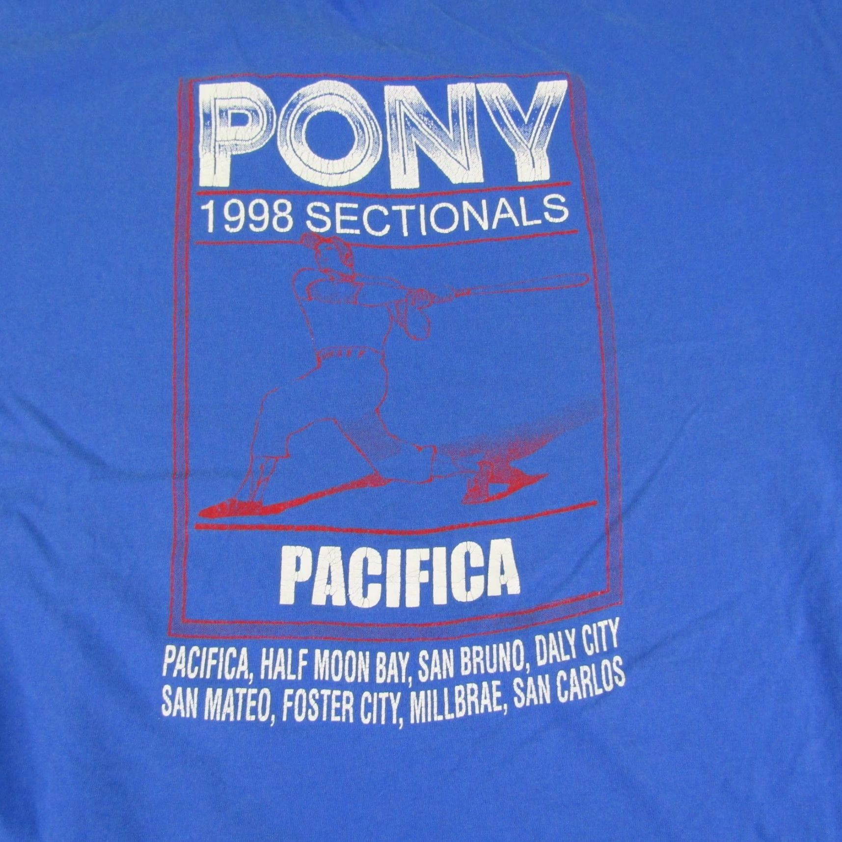 Hanes VINTAGE Hanes Baseball Shirt Men XL Blue 1998 90s Pacifica Sectionals California Graphic Print Crew Neck Short Sleeve Mens XL Blue 90s Sports Size US XL / EU 56 / 4 - 7 Thumbnail