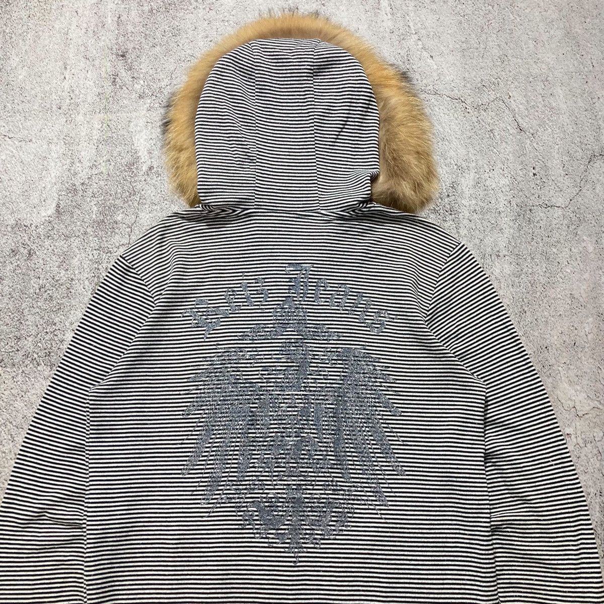 Japanese Brand 2000s Reiz Jeans Poem Striped Fur Ziphoodie Punk Lgb Style Size US M / EU 48-50 / 2 - 11 Thumbnail