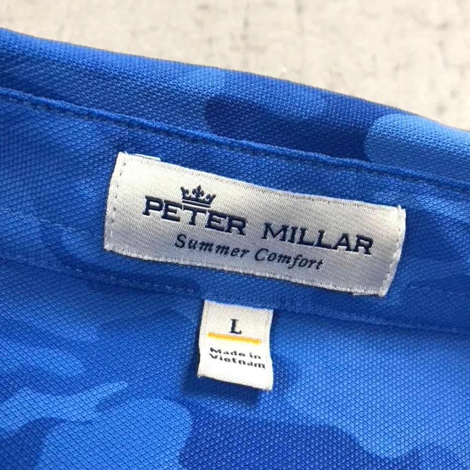 Peter Millar Peter Millar Polo Shirt Mens Large Blue Camouflage Golf Summer Comfort Logo Size US L / EU 52-54 / 3 - 5 Thumbnail