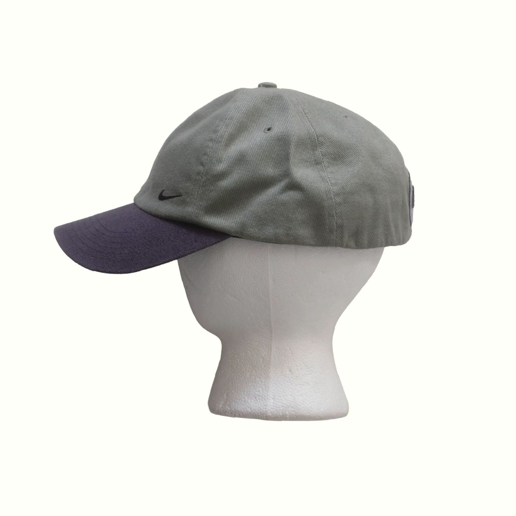 Nike VINTAGE Nike Baseball Cap Mens 90s Y2K Retro Fitted Gray 1999 SZ 7 3/8 Mini Swoosh Size ONE SIZE - 3 Thumbnail