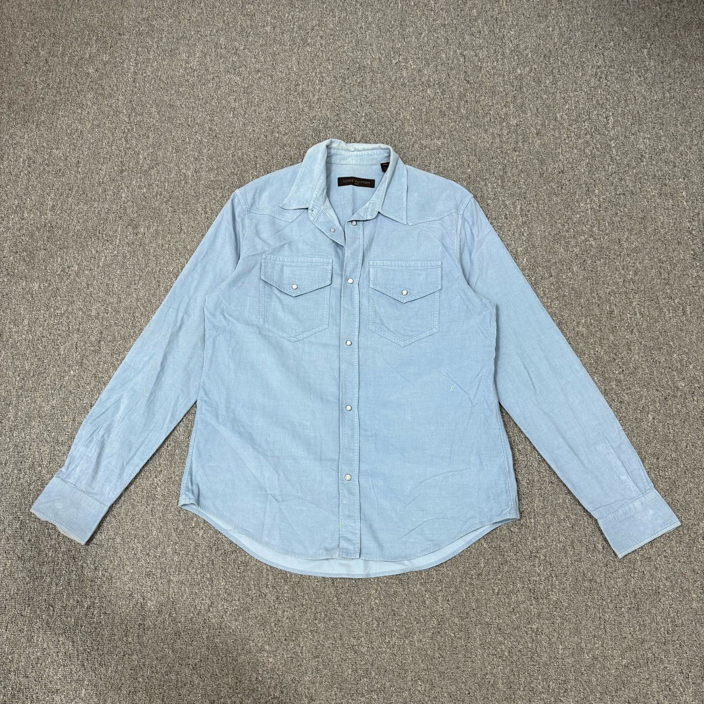 Louis Vuitton Louis Vuitton Blue Double Pocket Logo Shirt Size US XXL / EU 58 / 5 - 1 Thumbnail