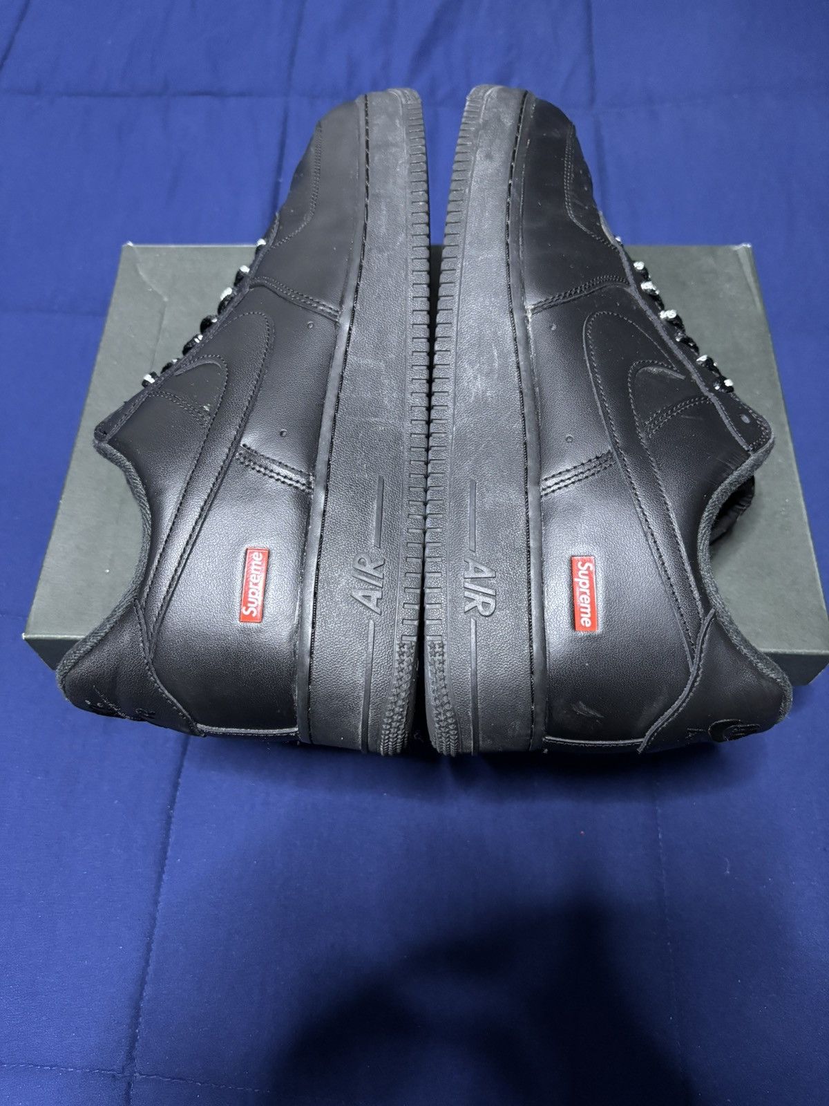 Nike Supreme x Nike Air Force 1 Low Box Logo Black 2020 Size 14 Size US 14 / EU 47 - 2 Thumbnail