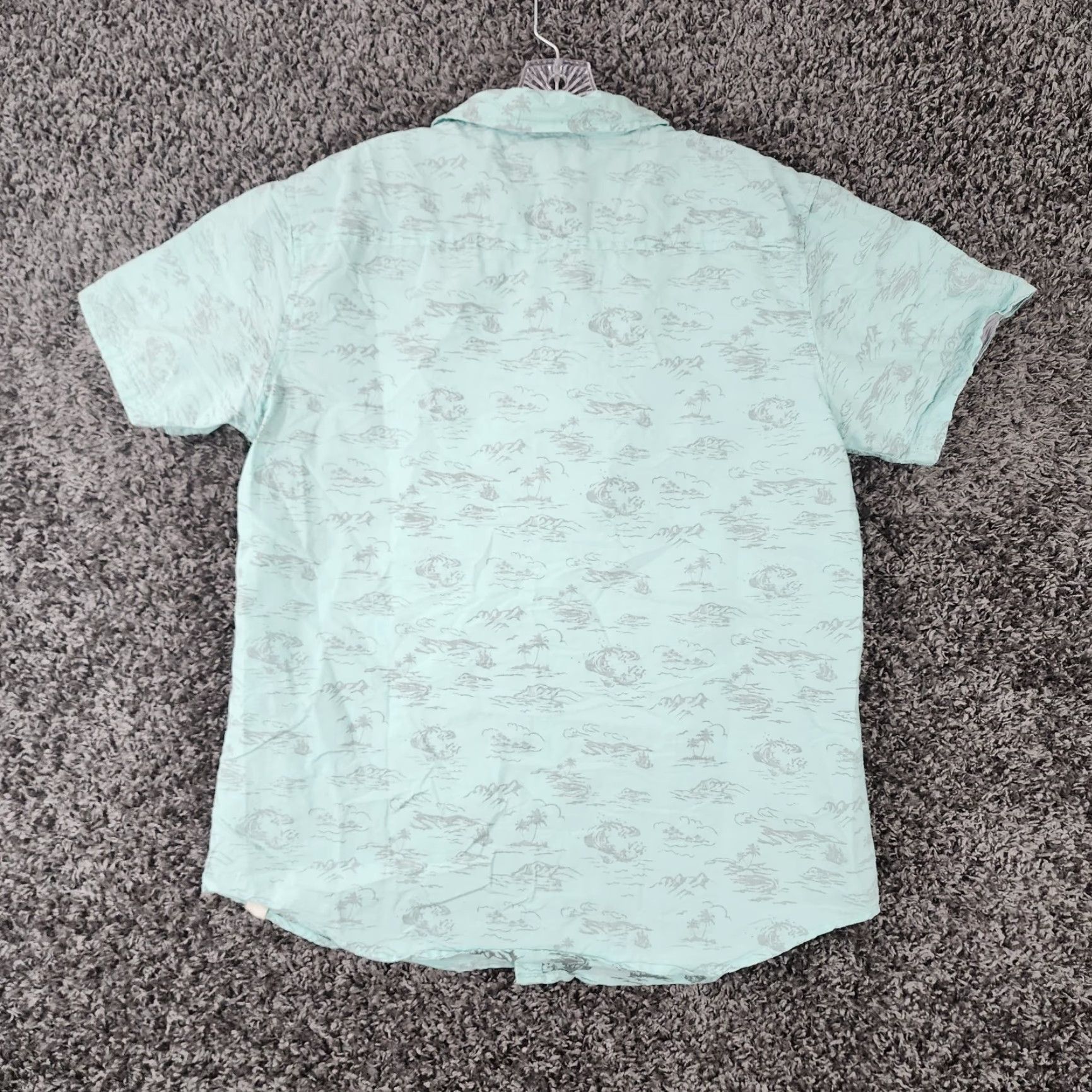 Vintage FREE PLANET Men's Blue Short Sleeve Button-Up Shirt Palm Tree Cotton Blend Size L Size US 33 - 6 Thumbnail