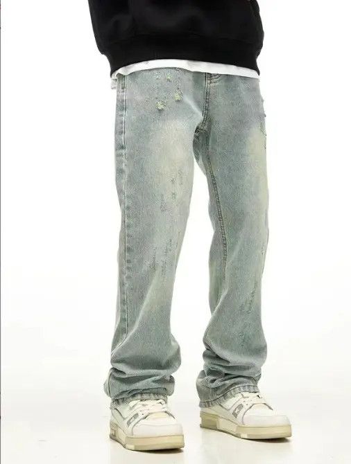 Japanese Brand Kawa Distressed retro simple washed loose ripped jeans Size US 34 / EU 50 - 3 Thumbnail