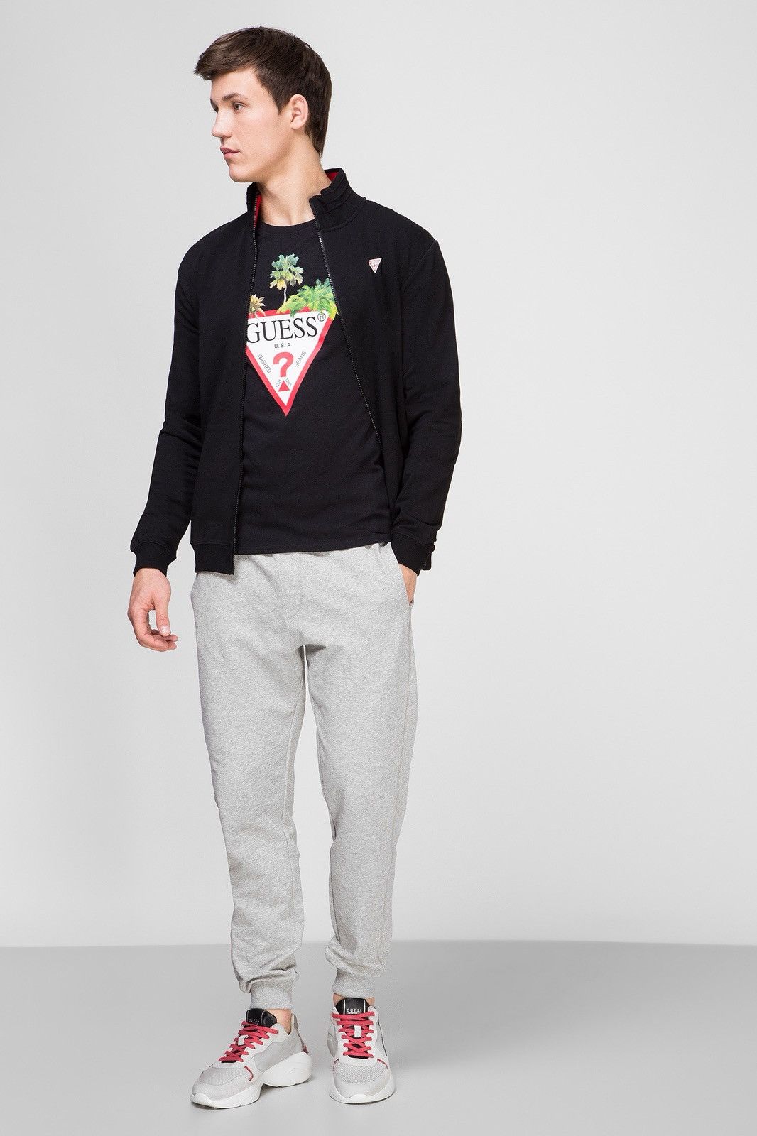 Guess Guess Black Track Full Zip Sweatshirt Size L Size US L / EU 52-54 / 3 - 2 Thumbnail