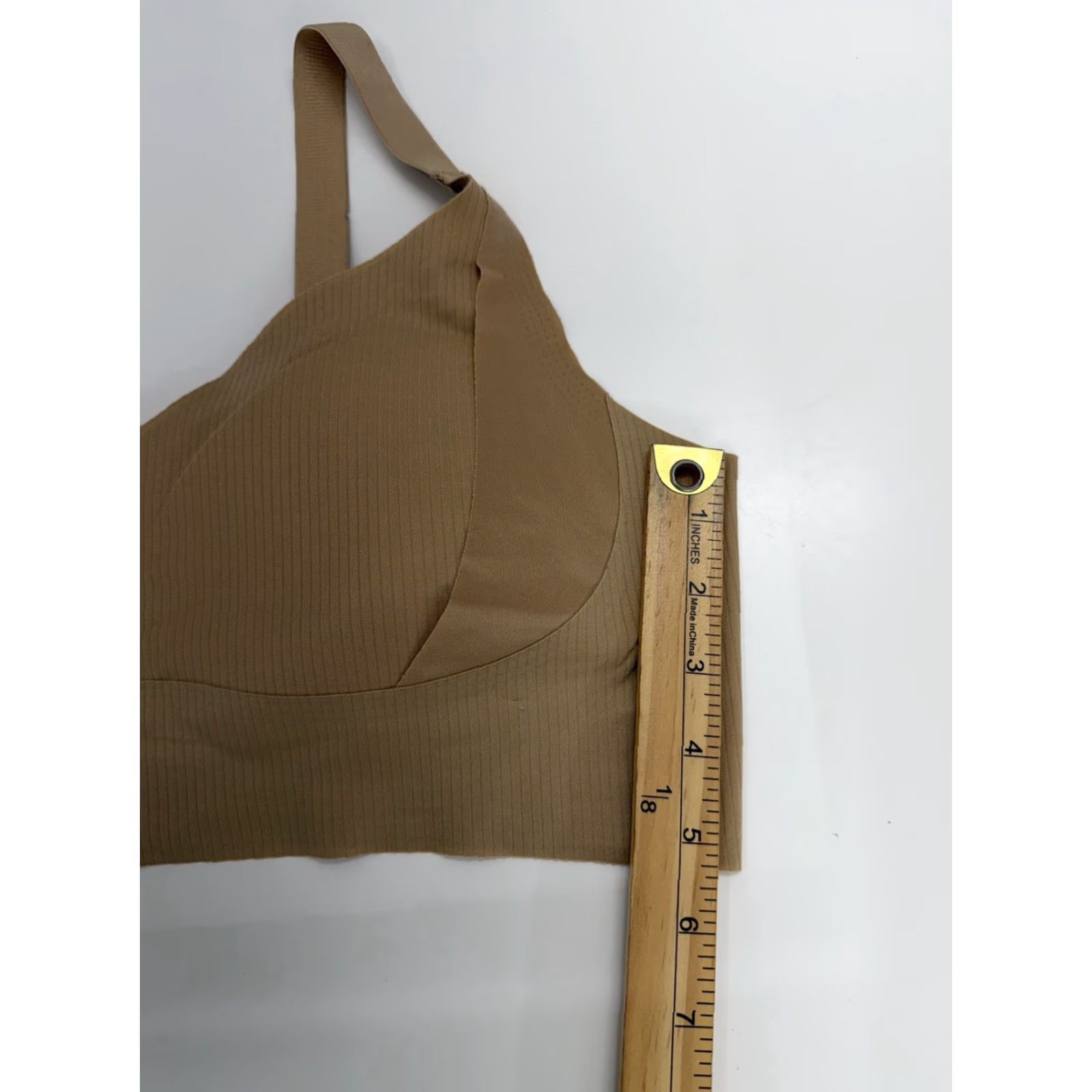 Vintage Unbranded WomensBra 5XL Tan Ribbed Wireless Padded Soft Adjustable Shirt Bra Womens 5XL Tan Ribbed Wireless Padded Adjustable Size ONE SIZE - 7 Thumbnail