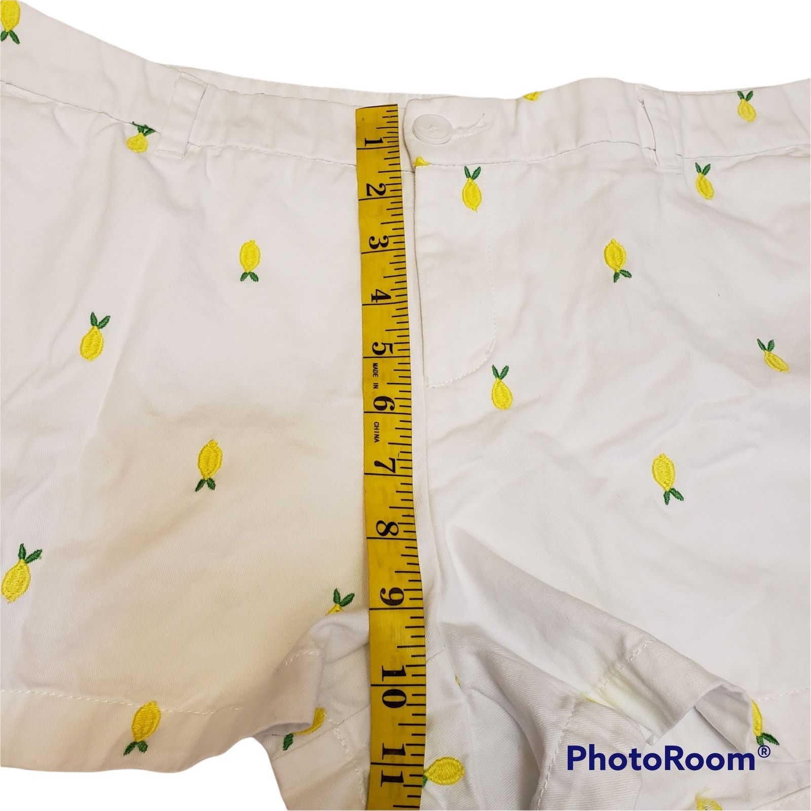 Merona Merona Shorts Womens 10 White Yellow Lemon Print Hot Pants Size US 35 - 5 Thumbnail