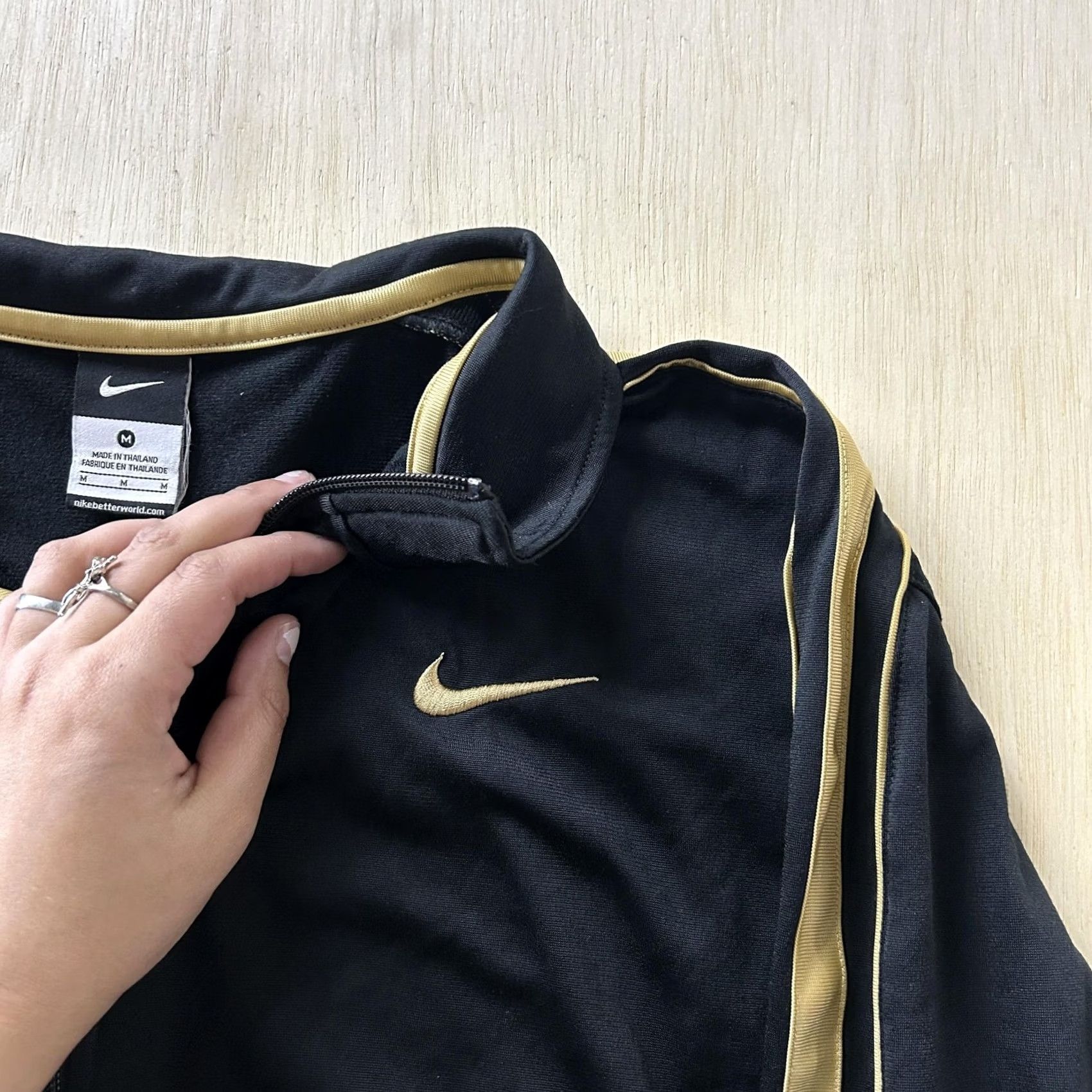 Nike Nike Track Jacket Mens M Black Gold Full Zip Striped Athletic Soccer Size US M / EU 48-50 / 2 - 2 Thumbnail