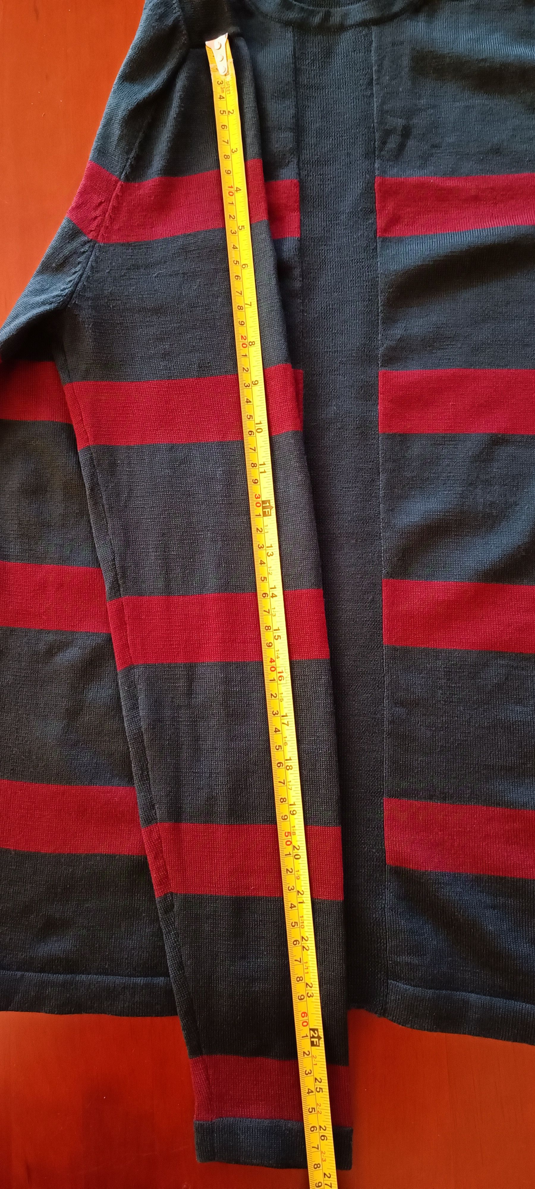 Jean Paul Gaultier Wool knit sweater in dark gray with red stripes Size US M / EU 48-50 / 2 - 12 Thumbnail