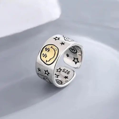 Jewelry Personality Smile Face Poker Dice Design Vintage Thai Silver Size ONE SIZE - 6 Thumbnail